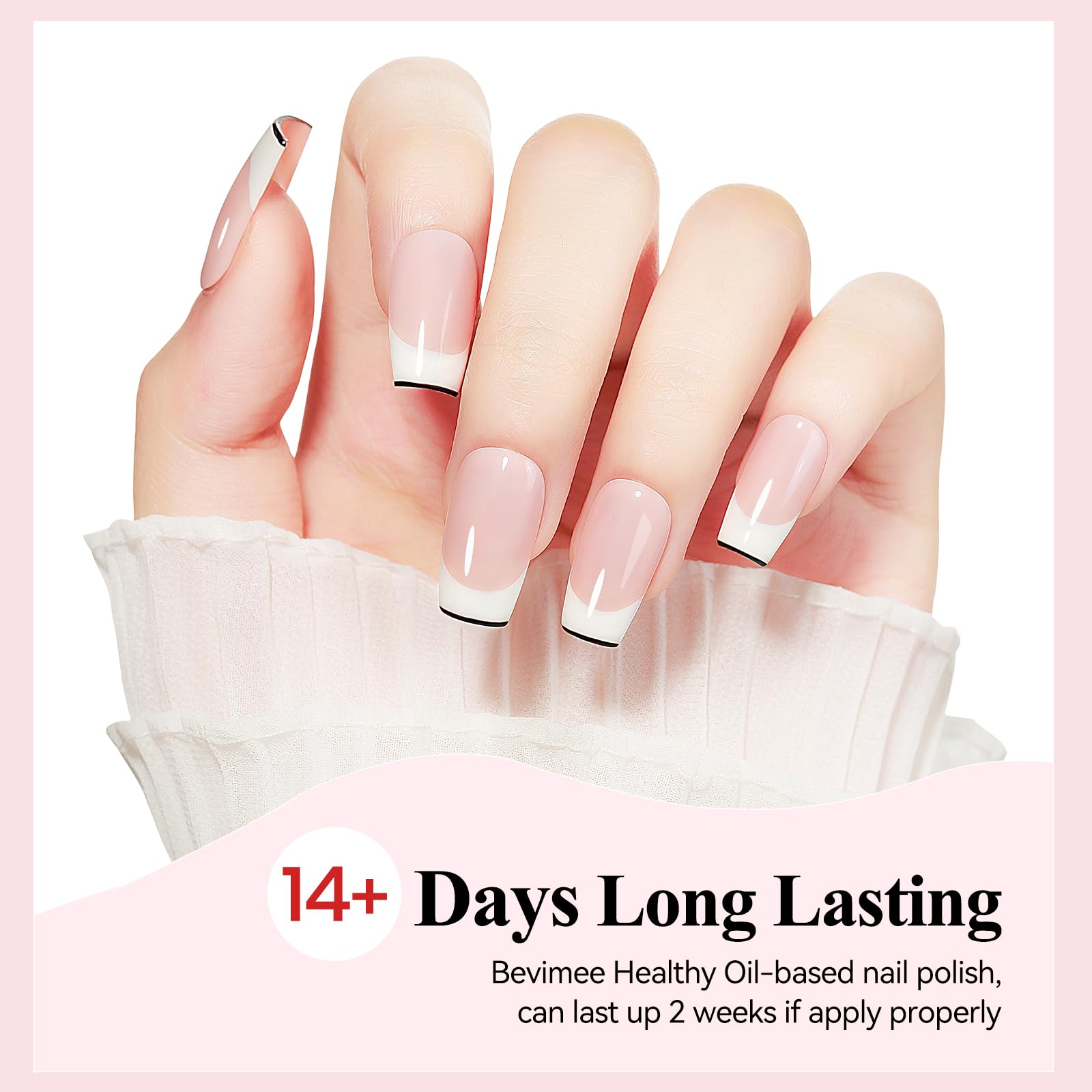 Bevimee nude pink polish in air-drying process.