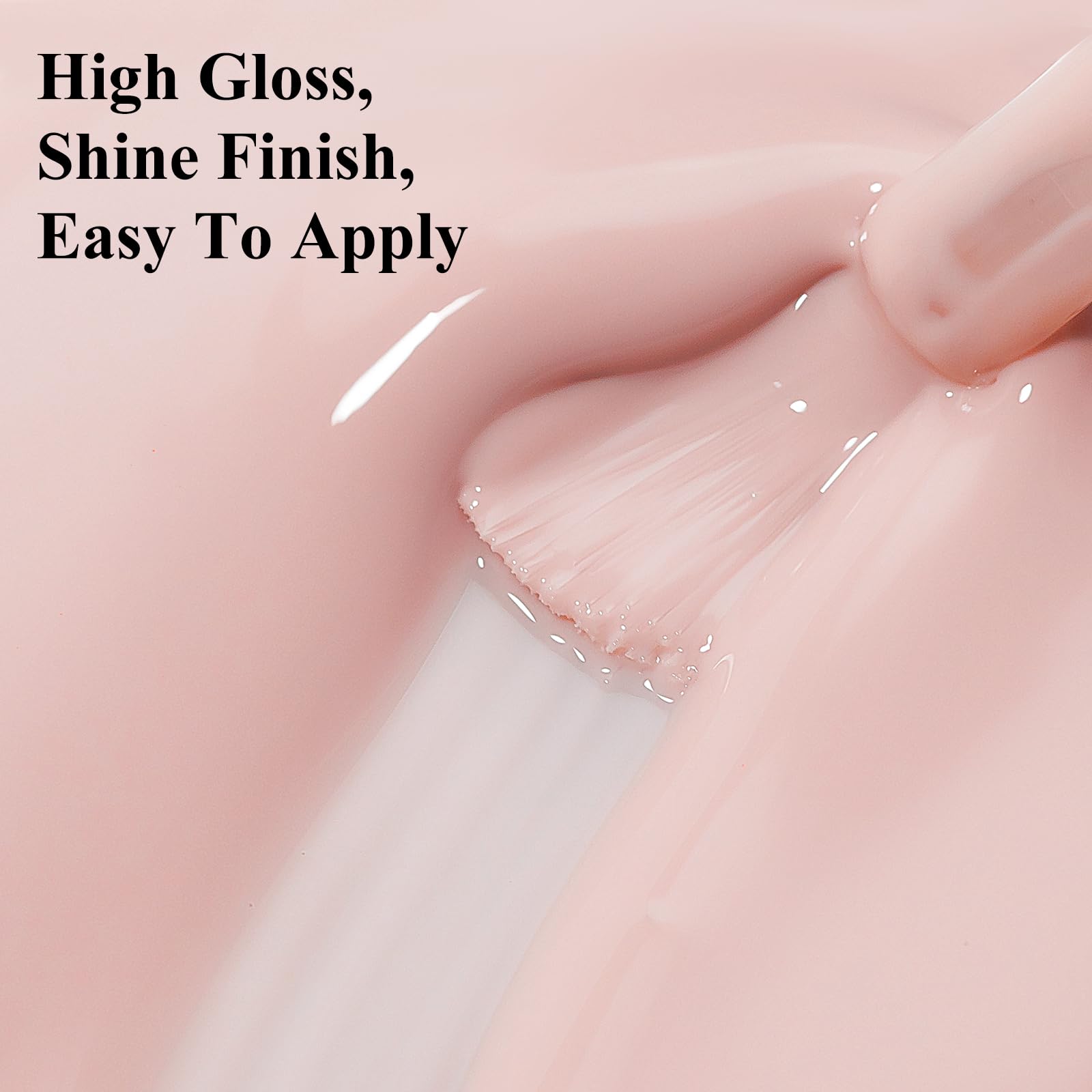 Two coats glow with lasting shine in nude pink.