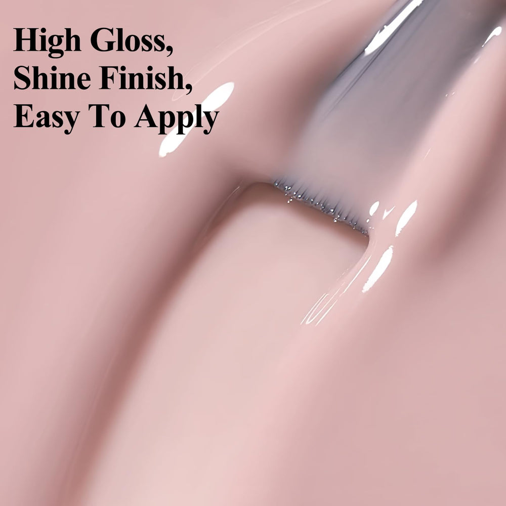 Bevimee Nude Polish on nail with glossy finish