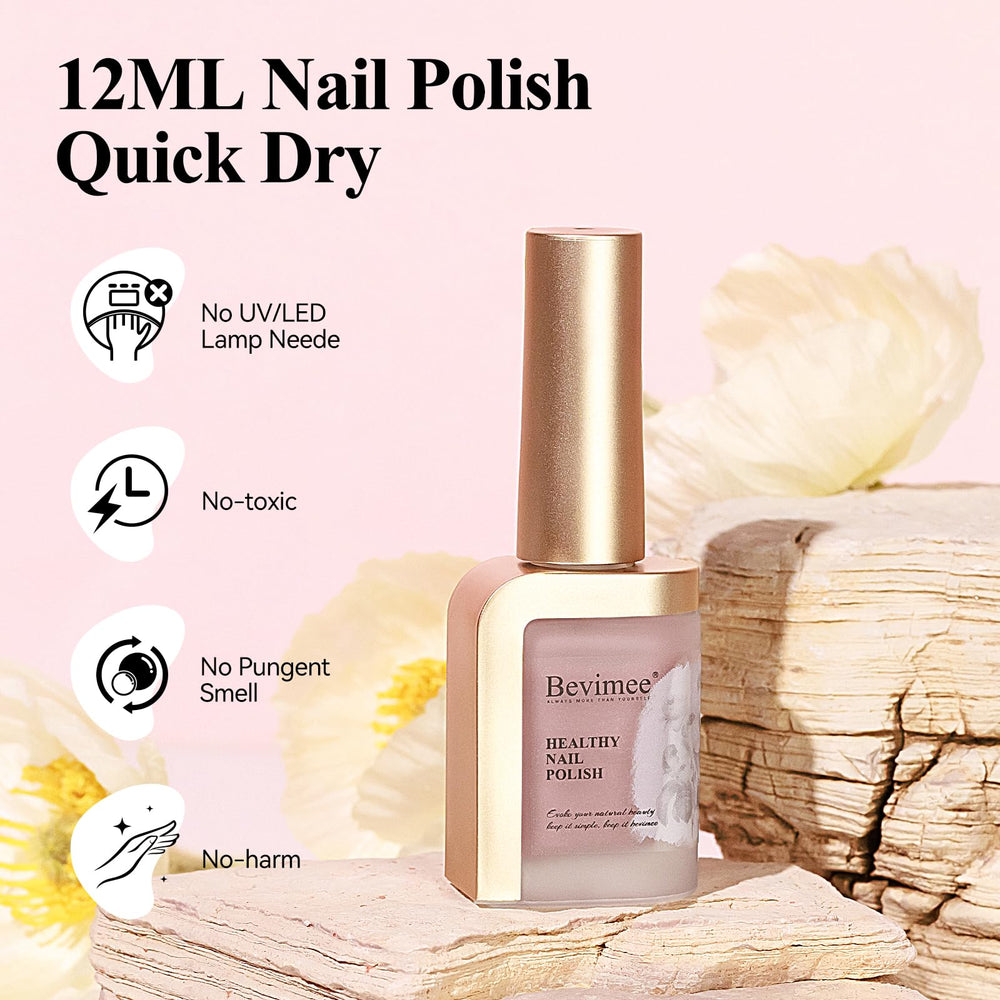 Bevimee Quick Dry formula shown with two coats for even tone