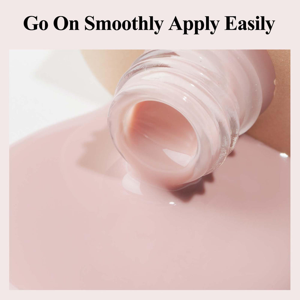 Bevimee nude nail polish brush stroke showing even coverage for natural-looking nails