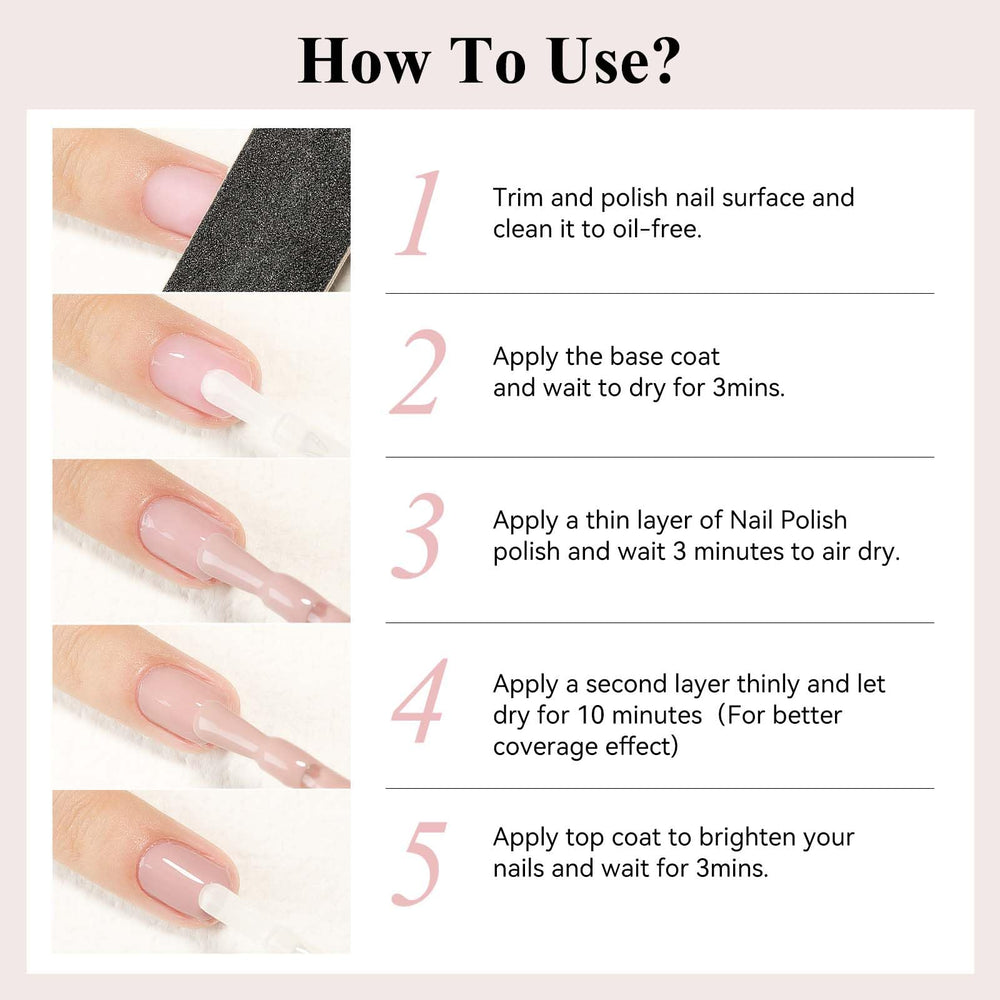 Bevimee nude nail polish manicure setup for quick salon-like results at home