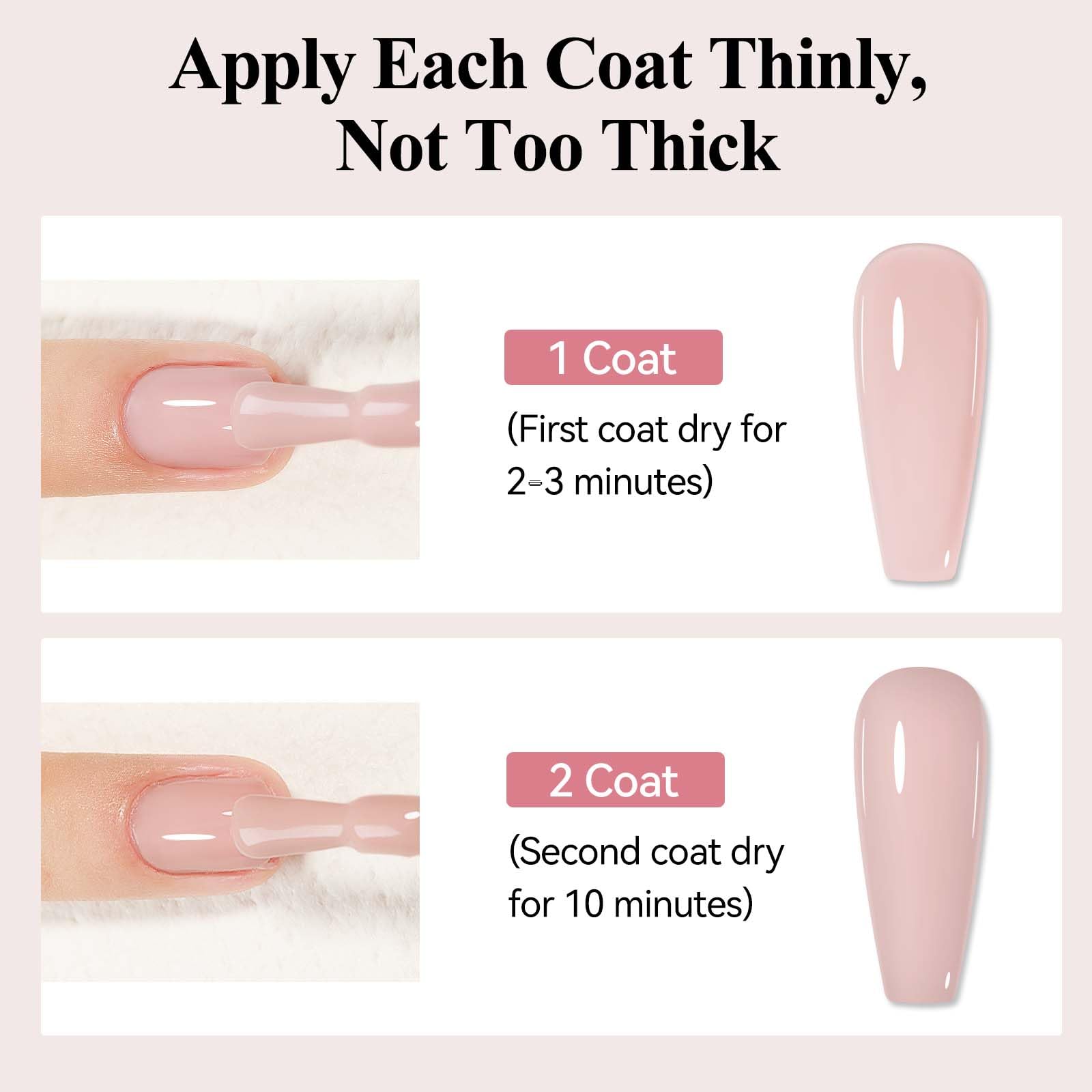 Bevimee nude nail polish on nails reveals sheer color and fast air-dry