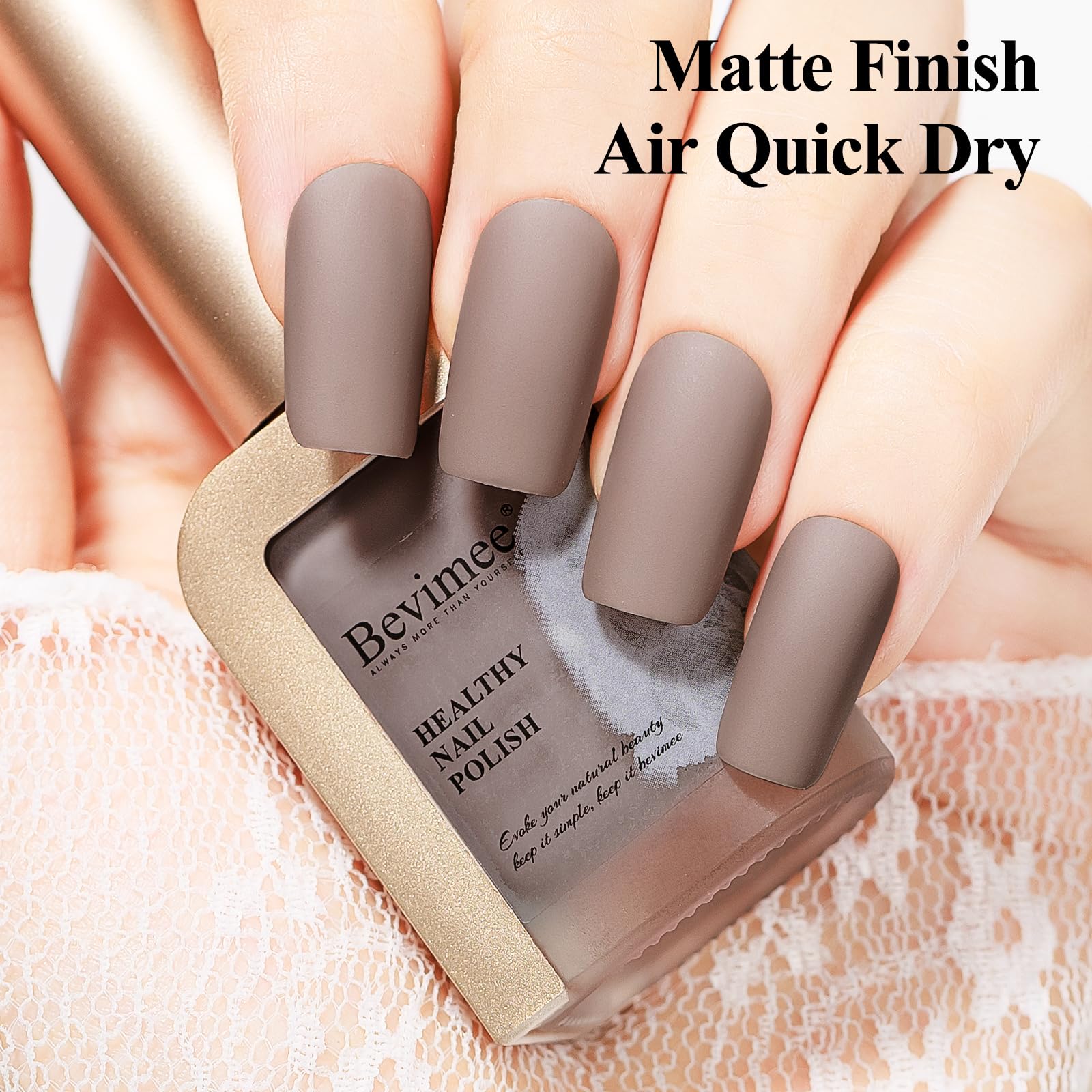 Bevimee round brush enables easy, even nail polish application.