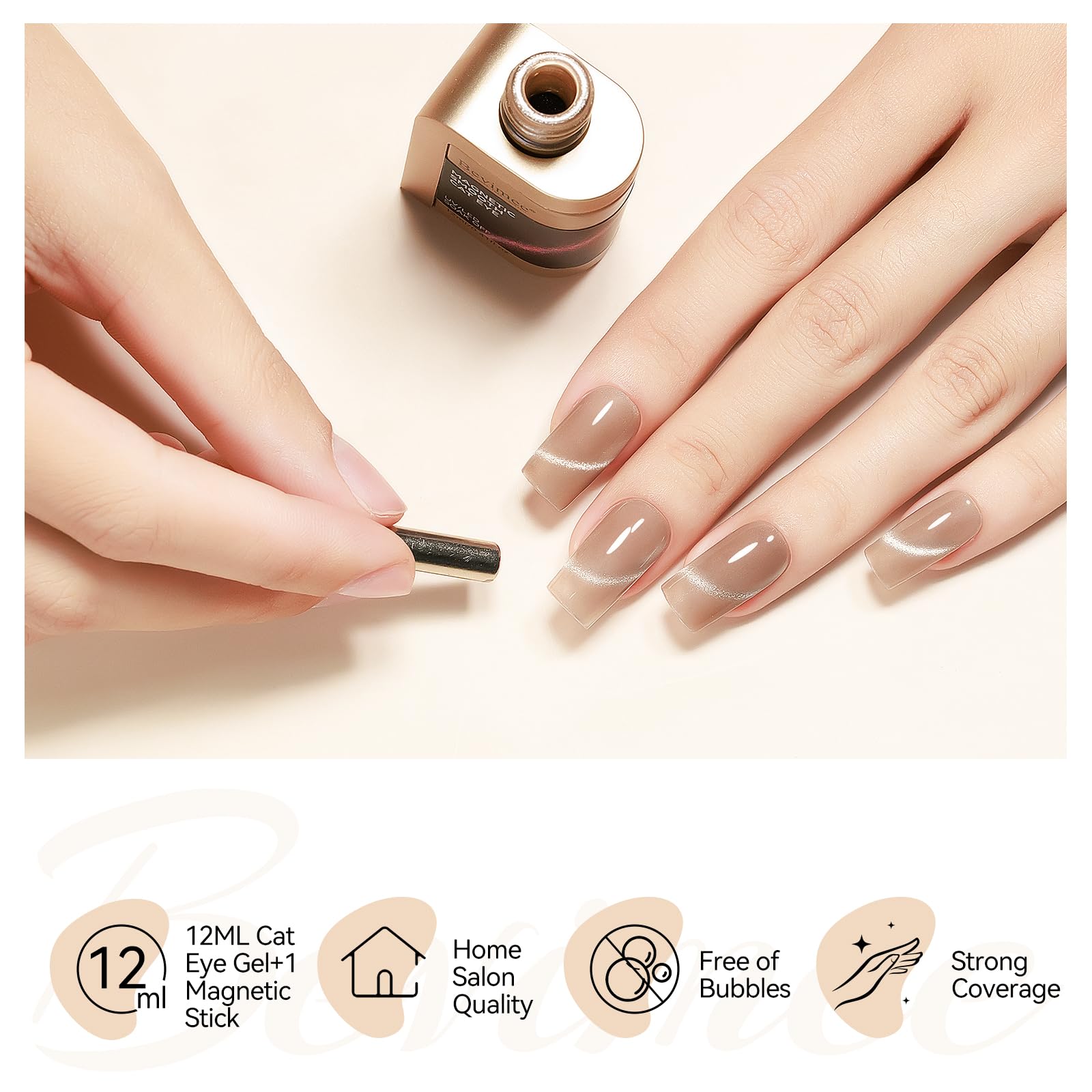 Bevimee round brush ensures smooth, salon-quality application at home