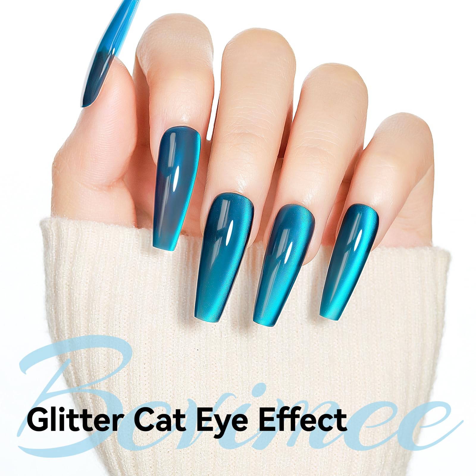 Bevimee Sea Blue Jelly manicure shown under UV lamp for proper cure.