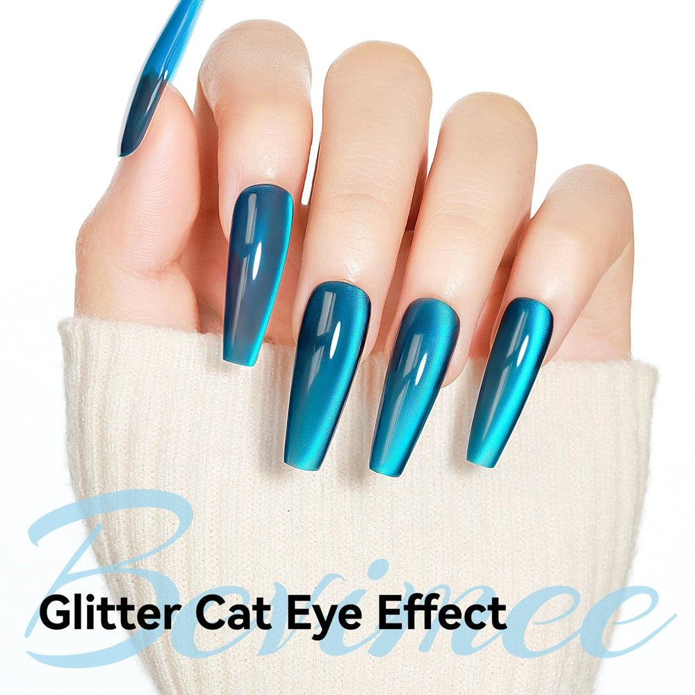 Bevimee Sea Blue Jelly manicure shown under UV lamp for proper cure.