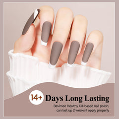 Bevimee velvet finish brown nail art look in progress.