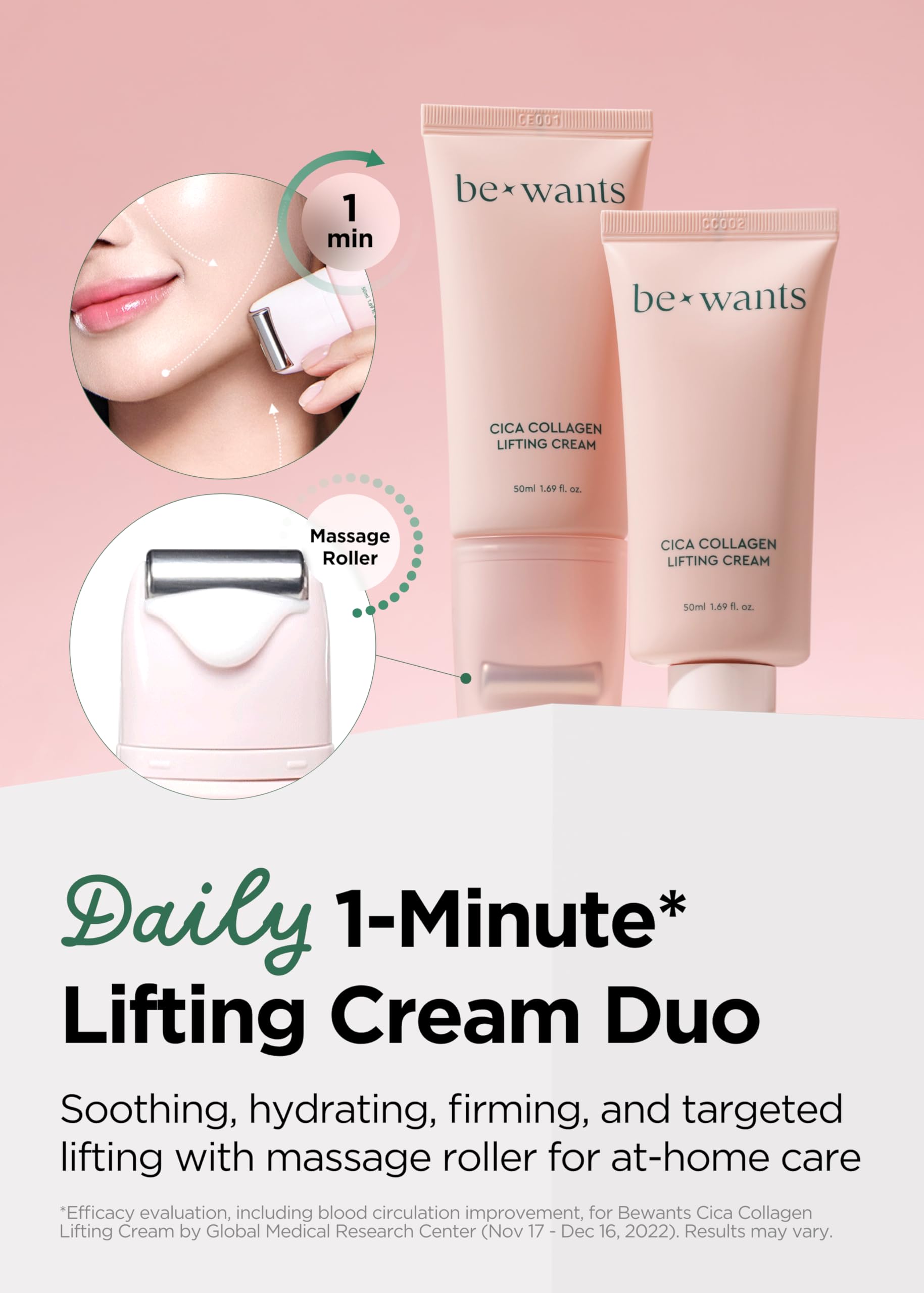 BEWANTS centella asiatica neck cream texture close-up emphasizing hydration and firmness support