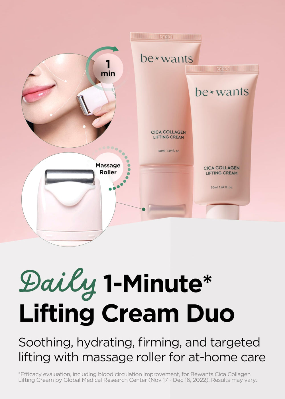 BEWANTS centella asiatica neck cream texture close-up emphasizing hydration and firmness support