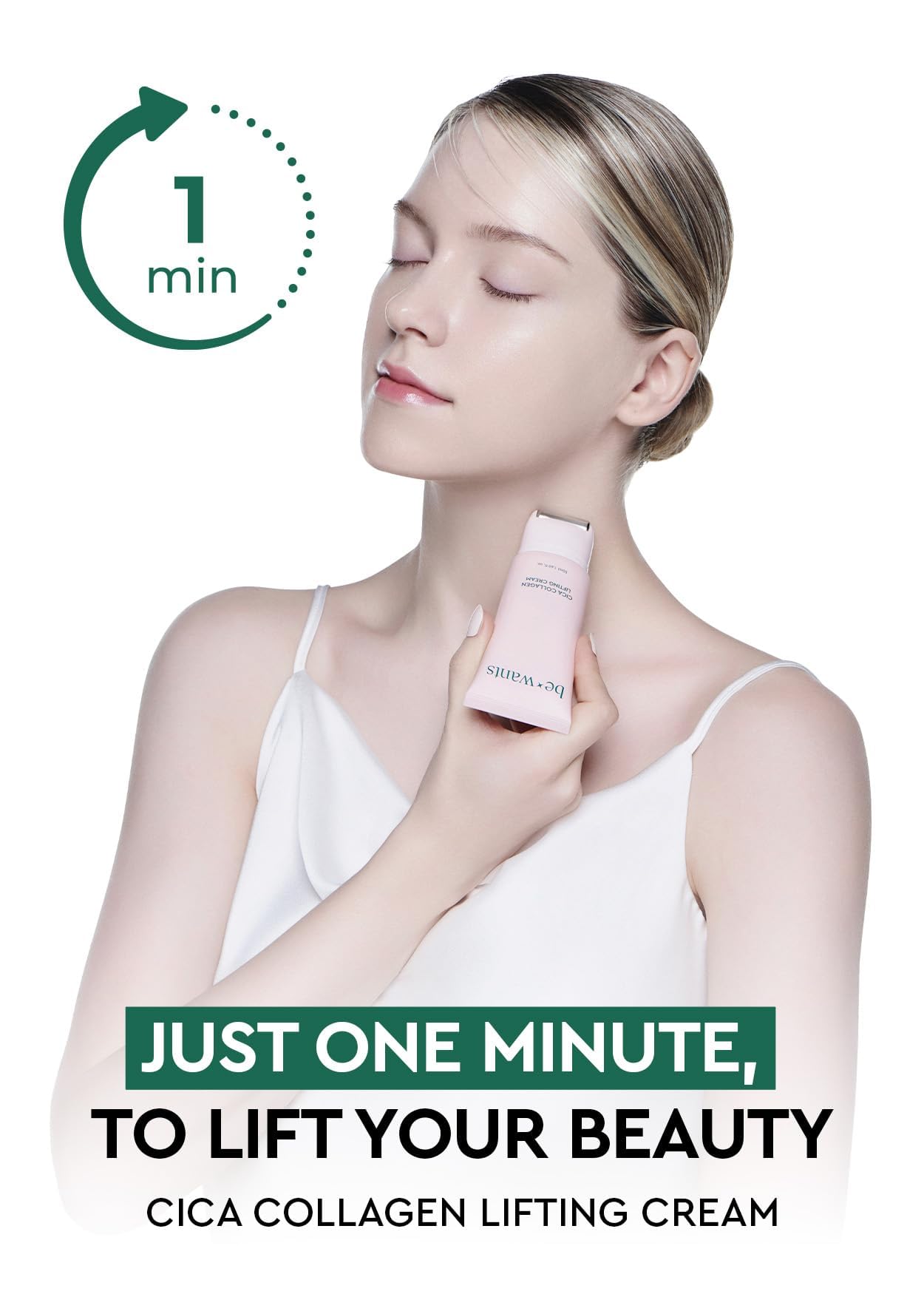 BE+WANTS Cica Lifting Cream on neck and décolleté for subtle firming and resilience.