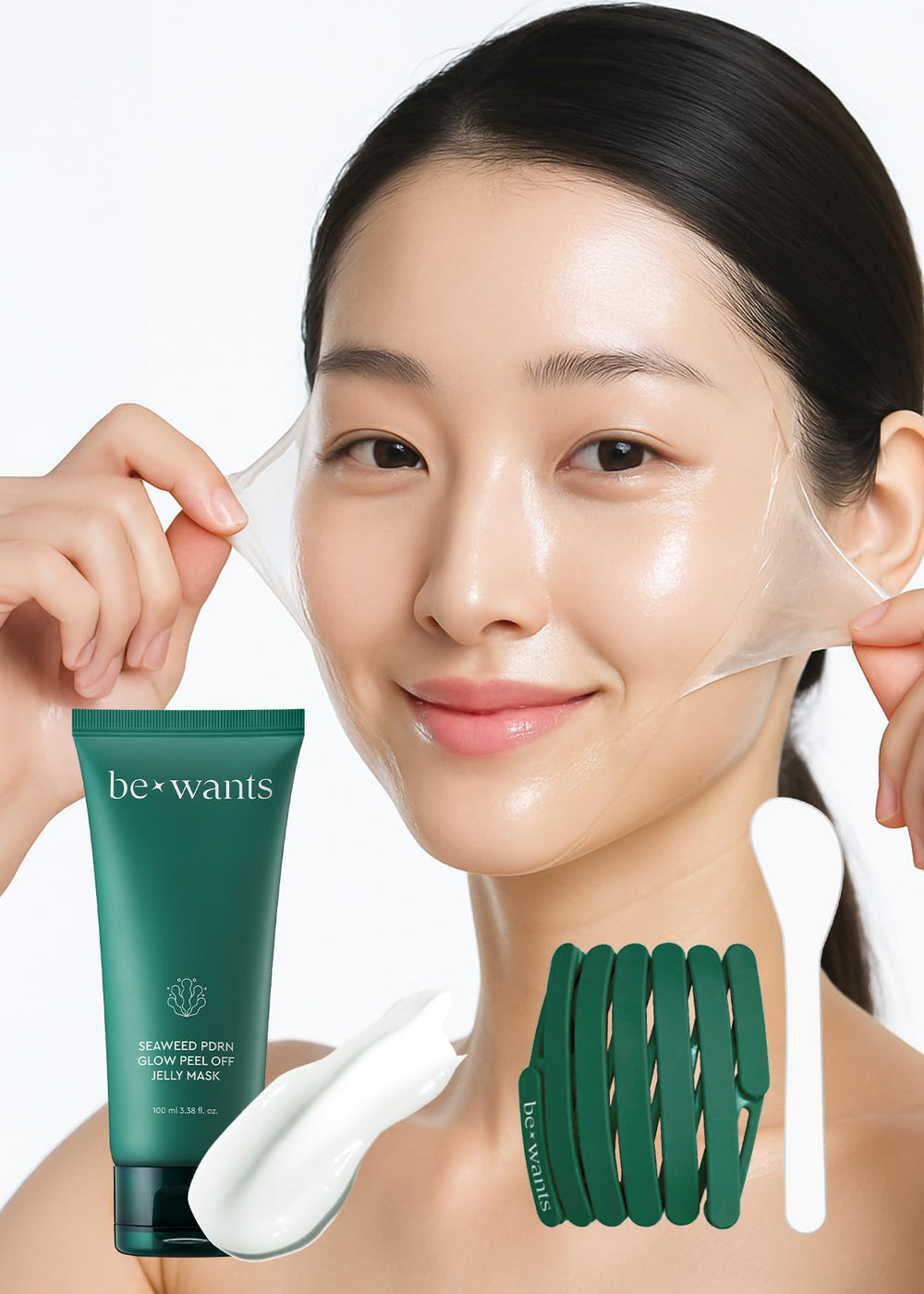 BE+WANTS Seaweed PDRN mask in jar for gentle exfoliation and hydration