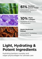 BE+WANTS vegan collagen bottle with bamboo water supports under-eye hydration and puffiness relief