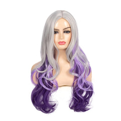 Beweig ombre grey to purple wig color gradient for bold cosplay looks.