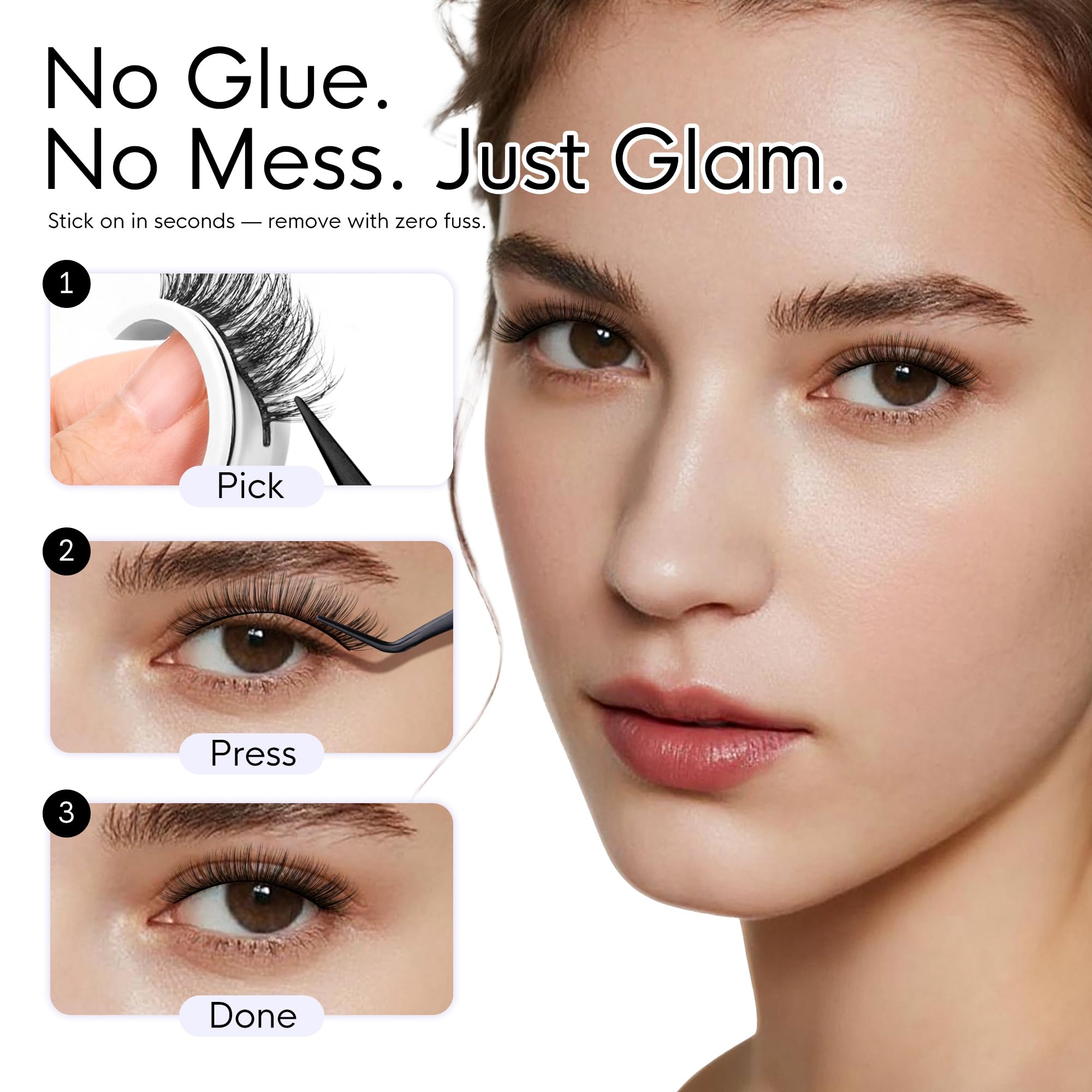 BEYELIAN pre-glued lashes press-on instantly without glue or mess