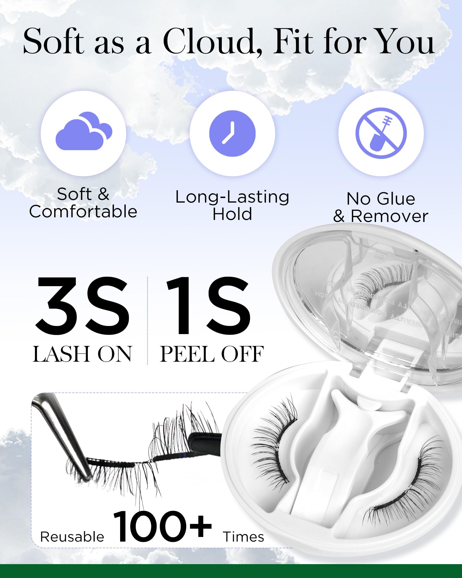 BEYELIAN soft magnetic strip close-up showing comfortable lash wear