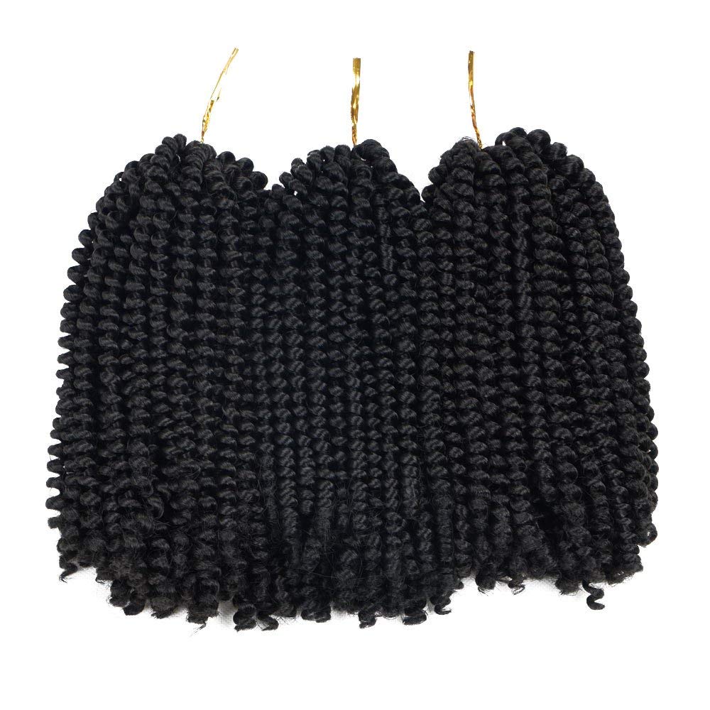 Beyond Beauty Spring Twist crochet 8in pack three demonstrates full, easy-to-install volume for quick styling.