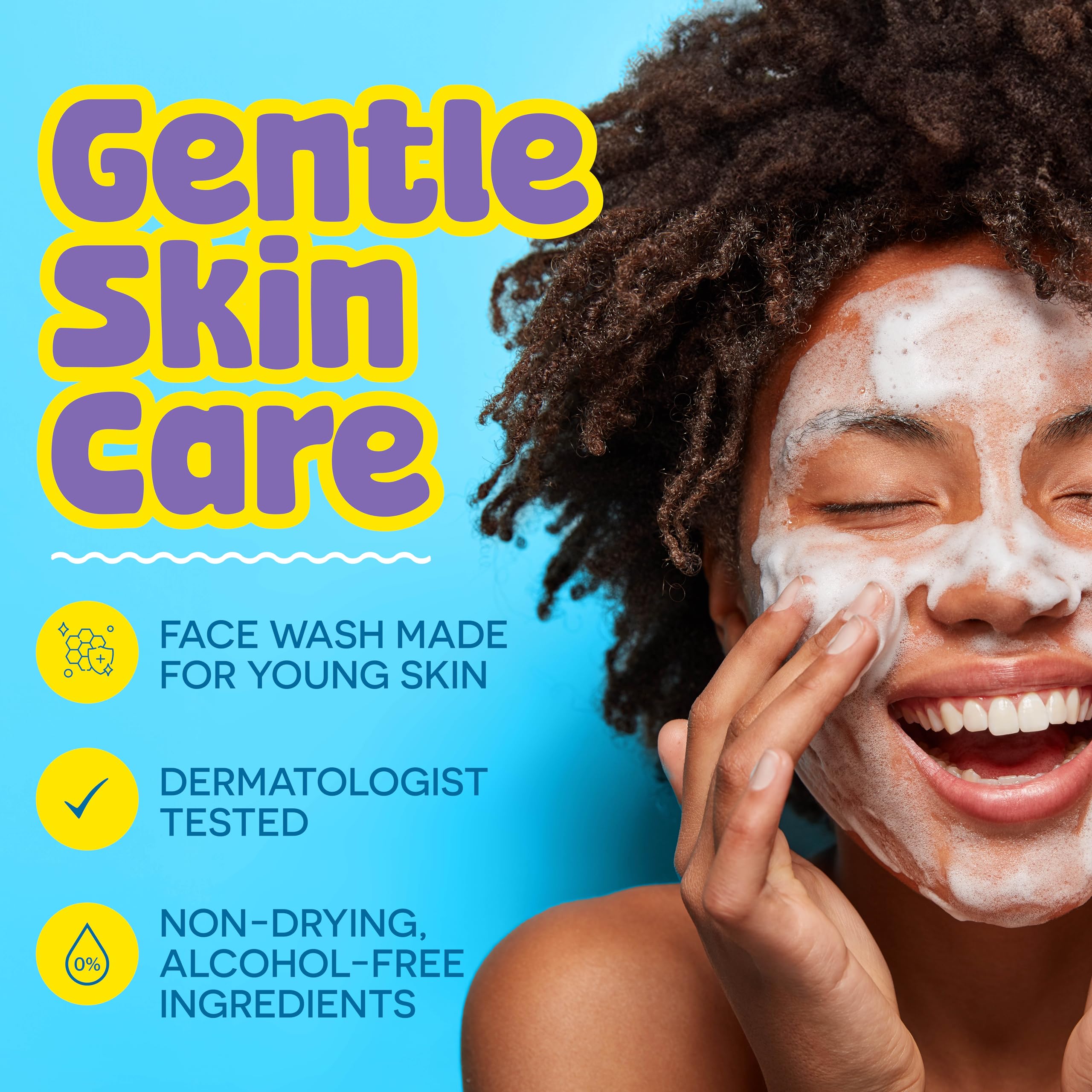 BeYOUtiful cleansing face wash bottle back showing vegan formula and ingredients highlights.