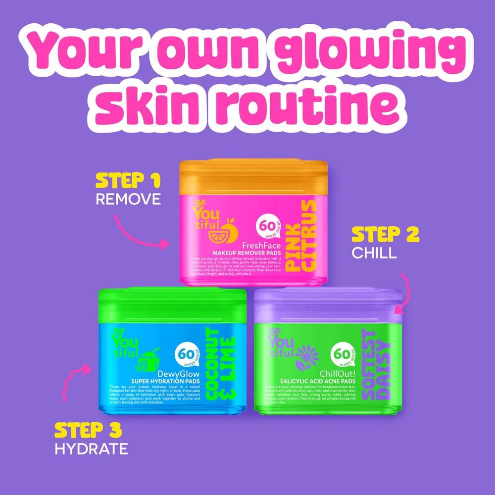 BeYoutiful FreshFace travel pack scene for on-the-go skincare.