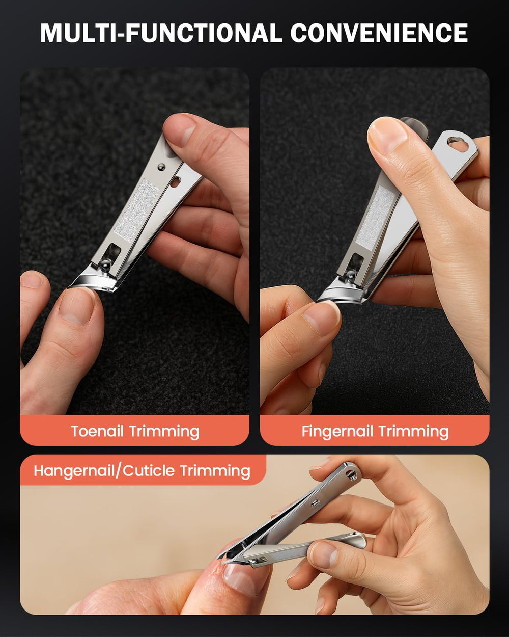 BEZOX built-in nail file for quick smoothing after trimming