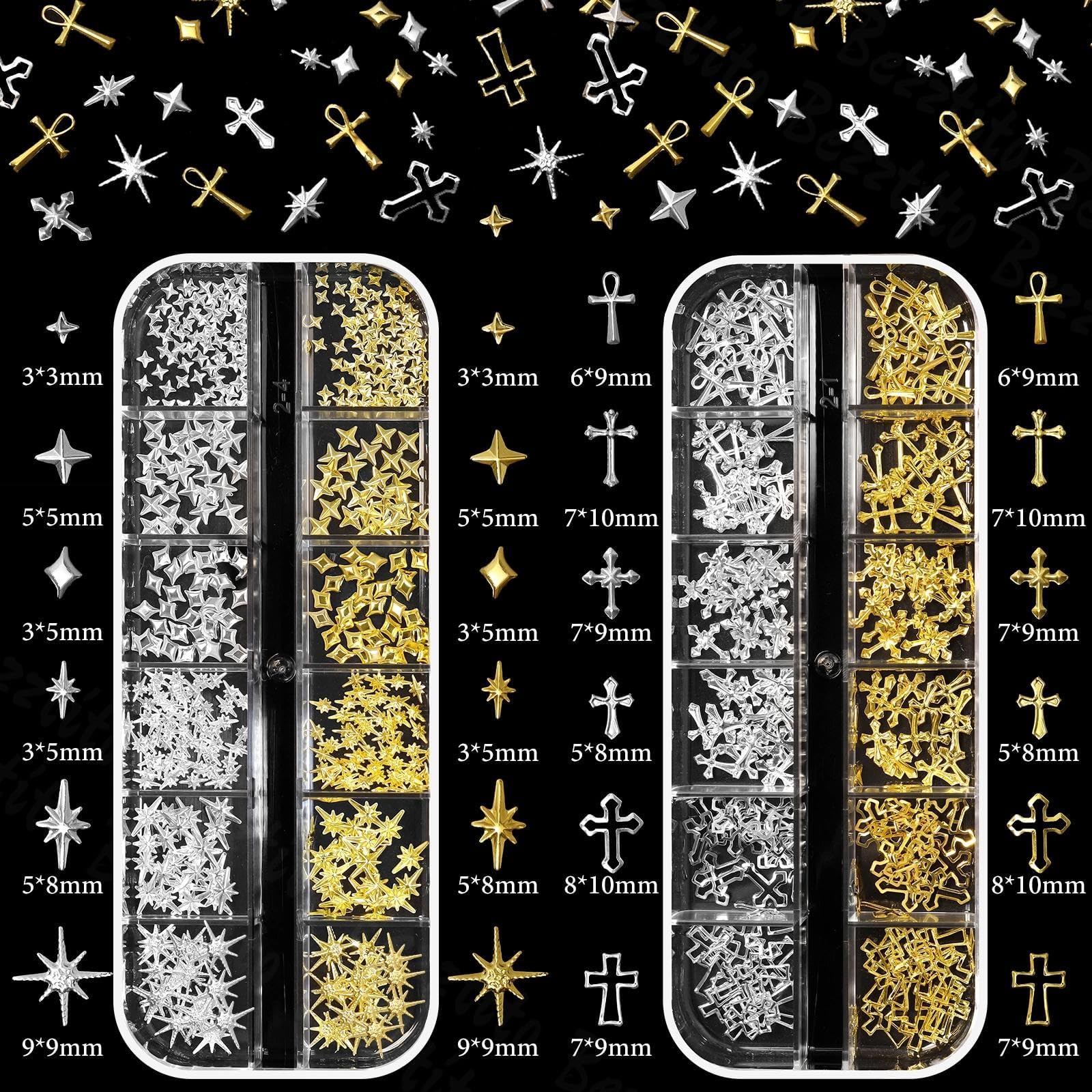 Bezztito alloy cross nail charms elevate nail art with trendy detail