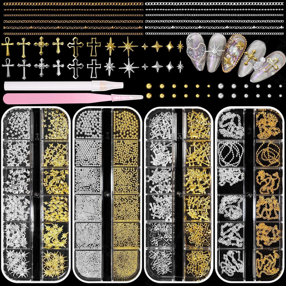 Bezztito gold and silver caviar nail beads for shimmering texture and accents