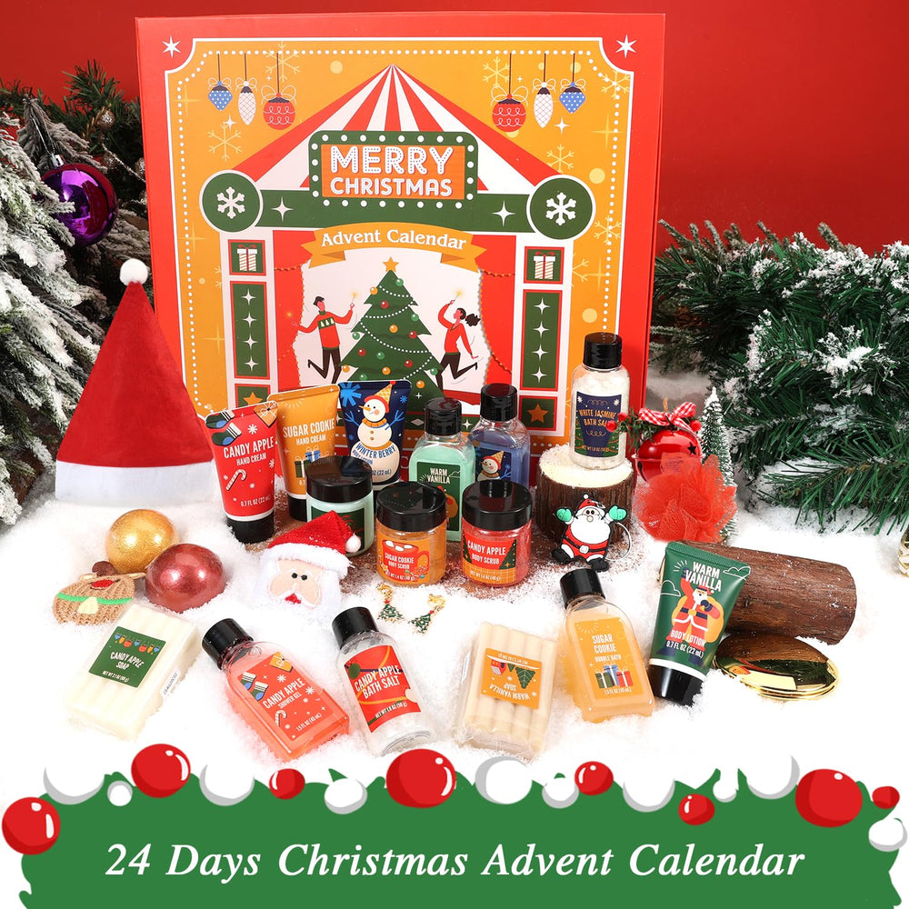 BFFLOVE Advent Calendar contents close-up featuring skincare items for daily surprises.