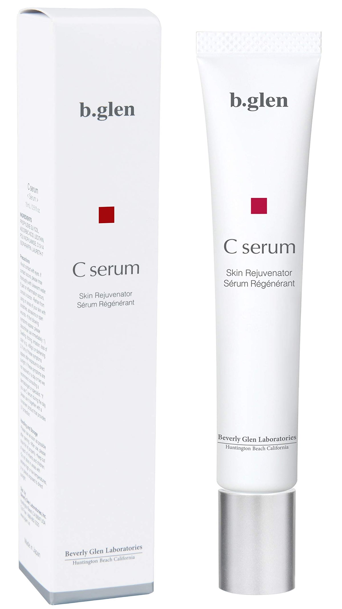 b.glen Pure Vitamin C Serum jar closeup highlighting lightweight brightening formula
