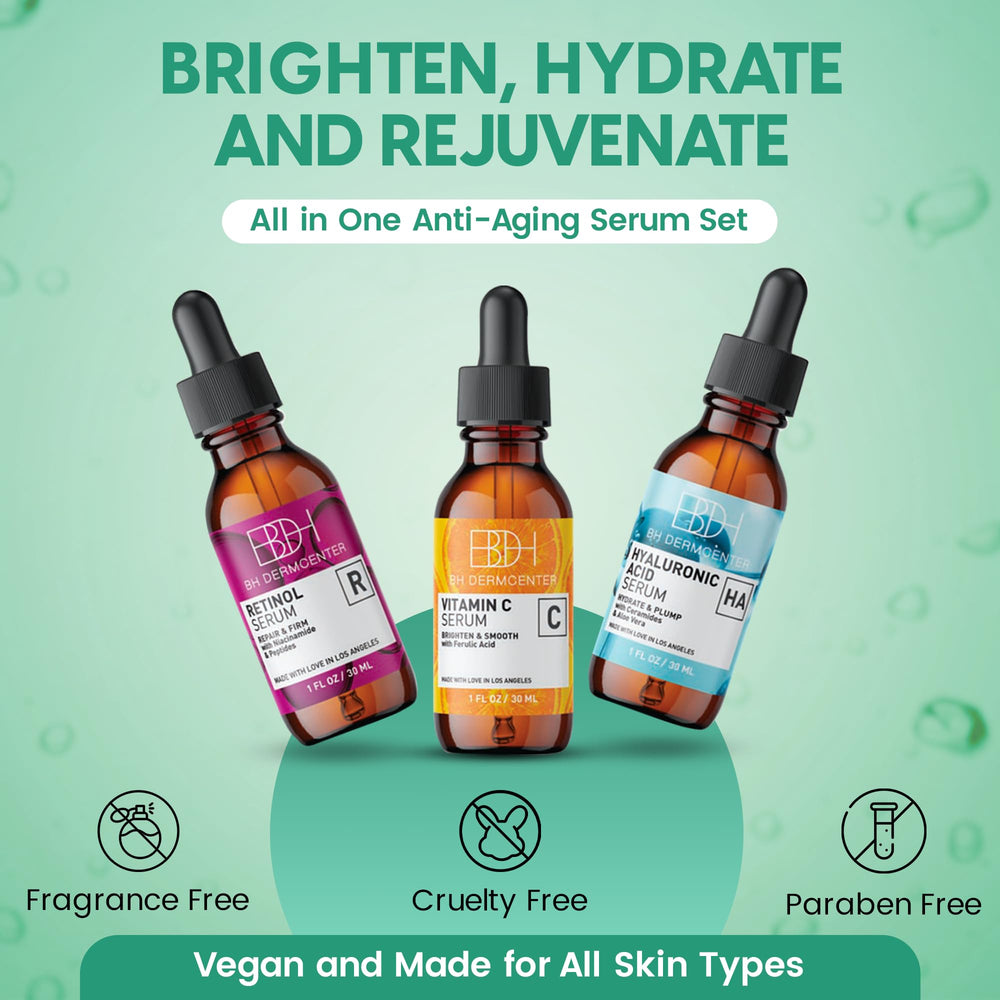 BH Dermcenter Hyaluronic acid serum bottle delivers intense hydration.