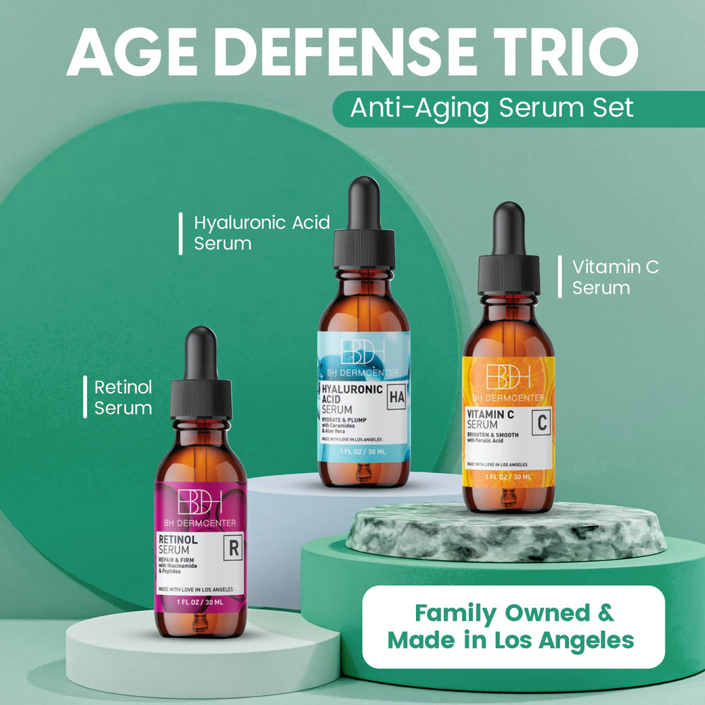 BH Dermcenter Retinol serum bottle targets fine lines and texture.
