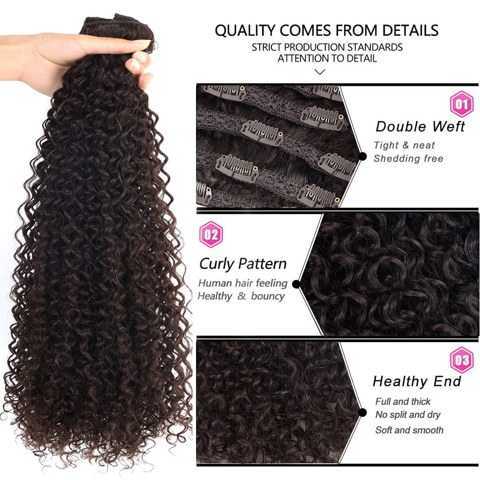 BHF 26-inch kinky curly extensions metal clips detail