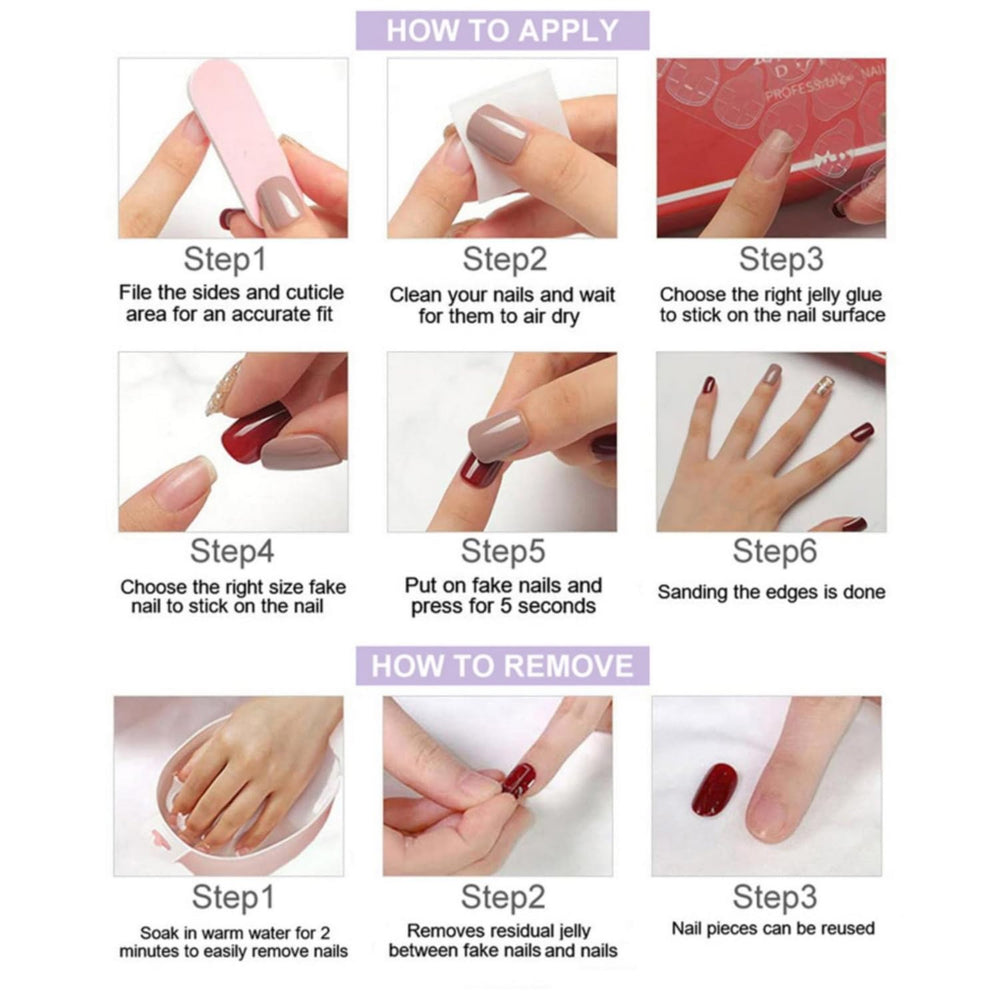 BHOOKA easy‑application press on nails for quick home manicure