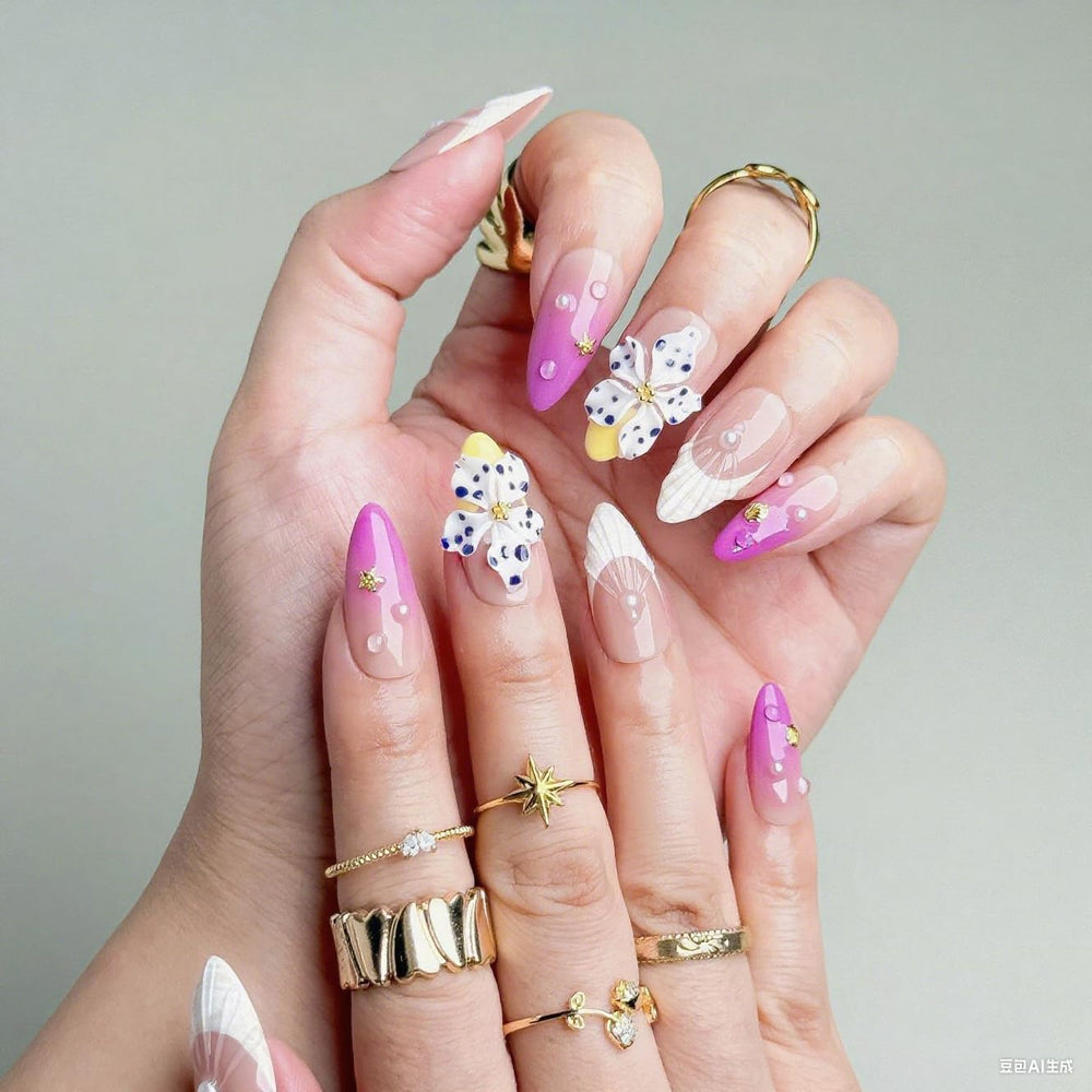 BHOOKA French tip nails with purple gradient for versatile daily wear