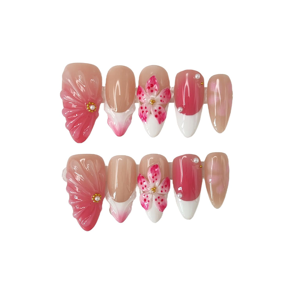 BHOOKA pink gradient full-cover acrylic nails with durable, comfortable wear.