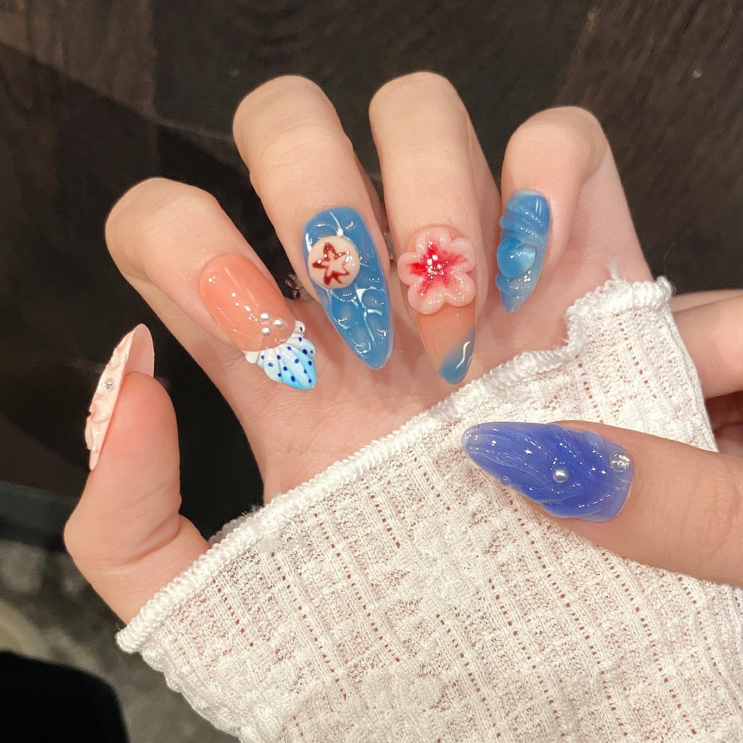 BHOOKA 3D jellyfish design nails for coastal flair and comfortable wear
