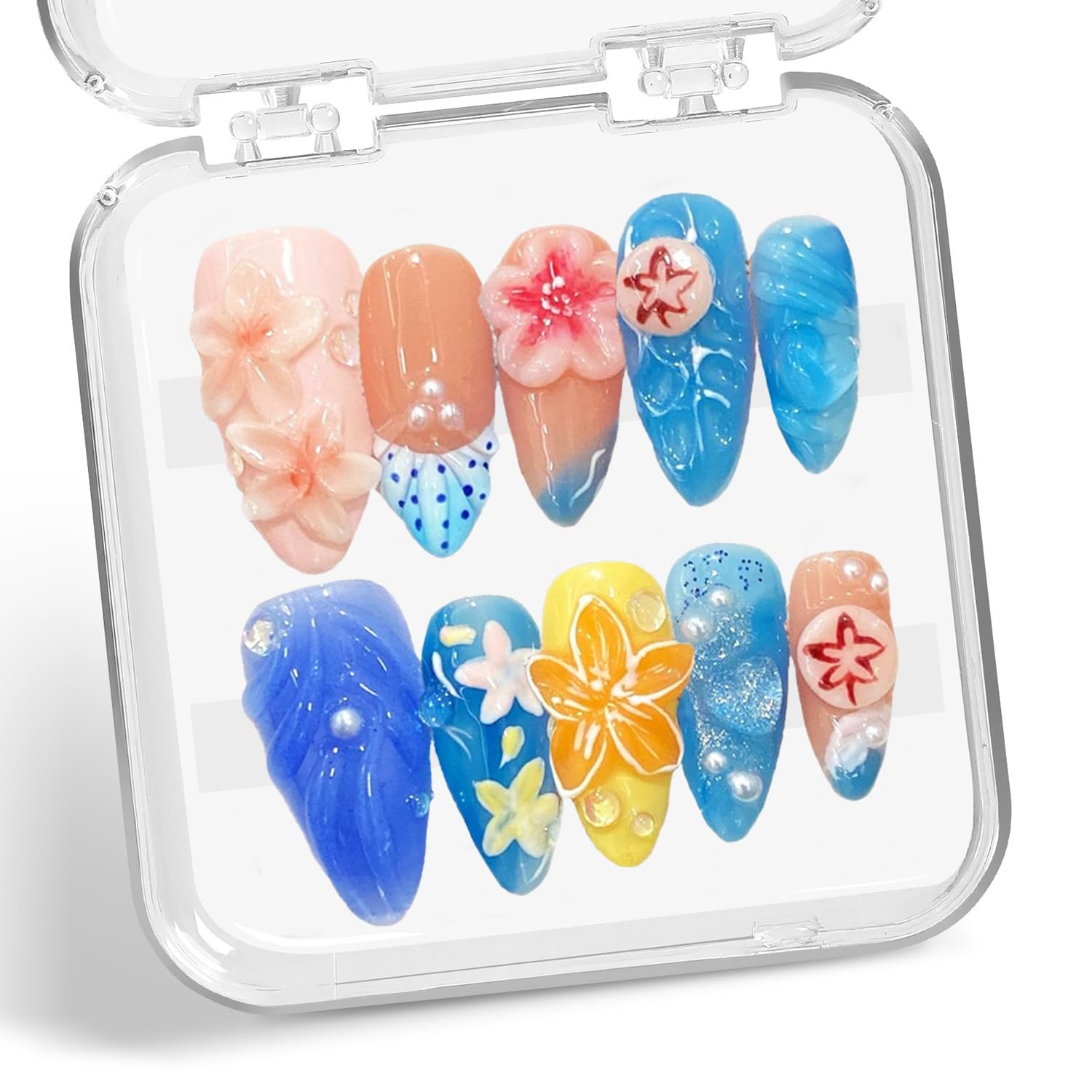 BHOOKA summer press on nails with embossed flower design for elegant everyday wear