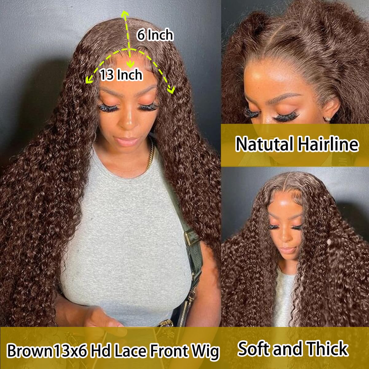 BIANFA chocolate brown deep wave wig ideal for weddings and parties.