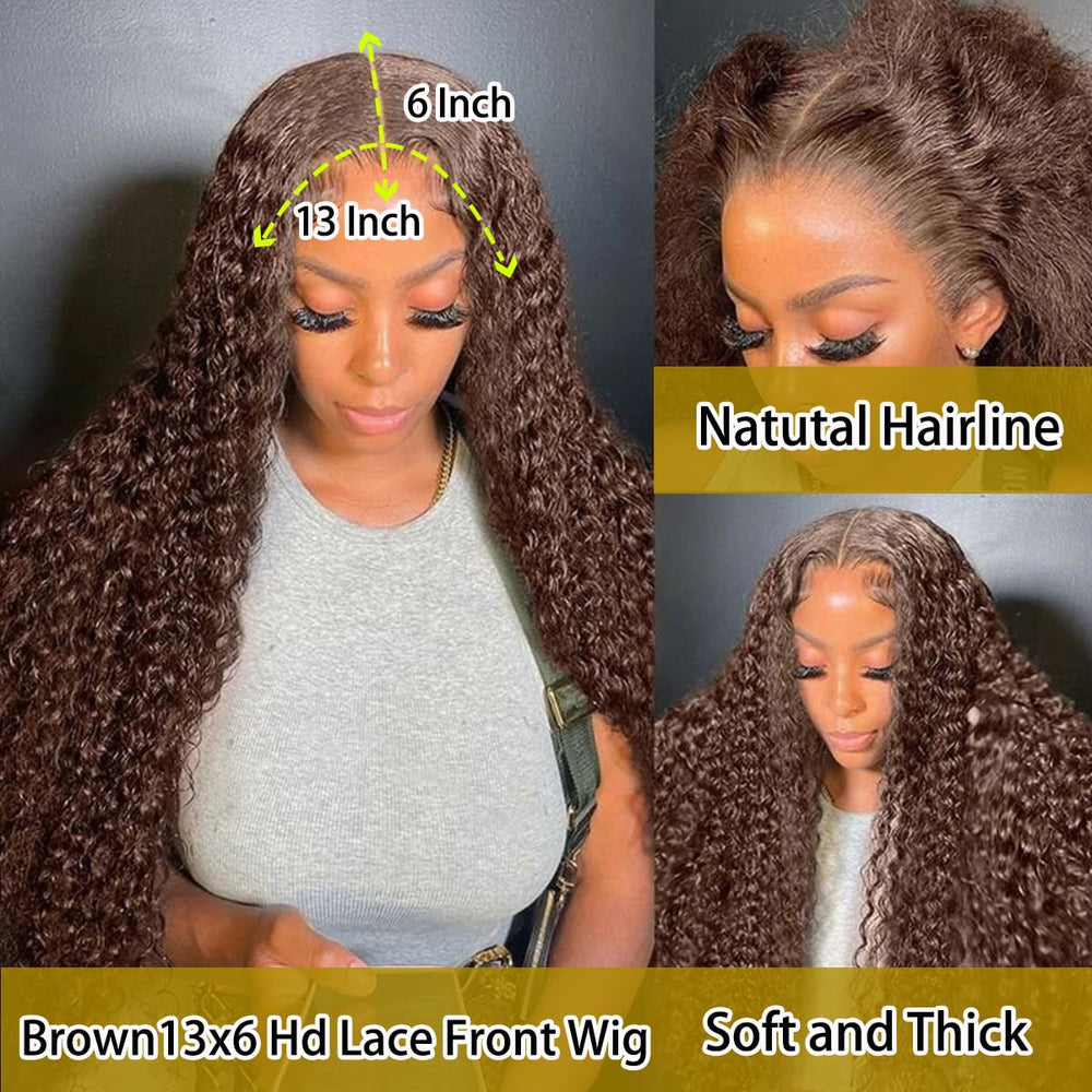 BIANFA chocolate brown deep wave wig ideal for weddings and parties.