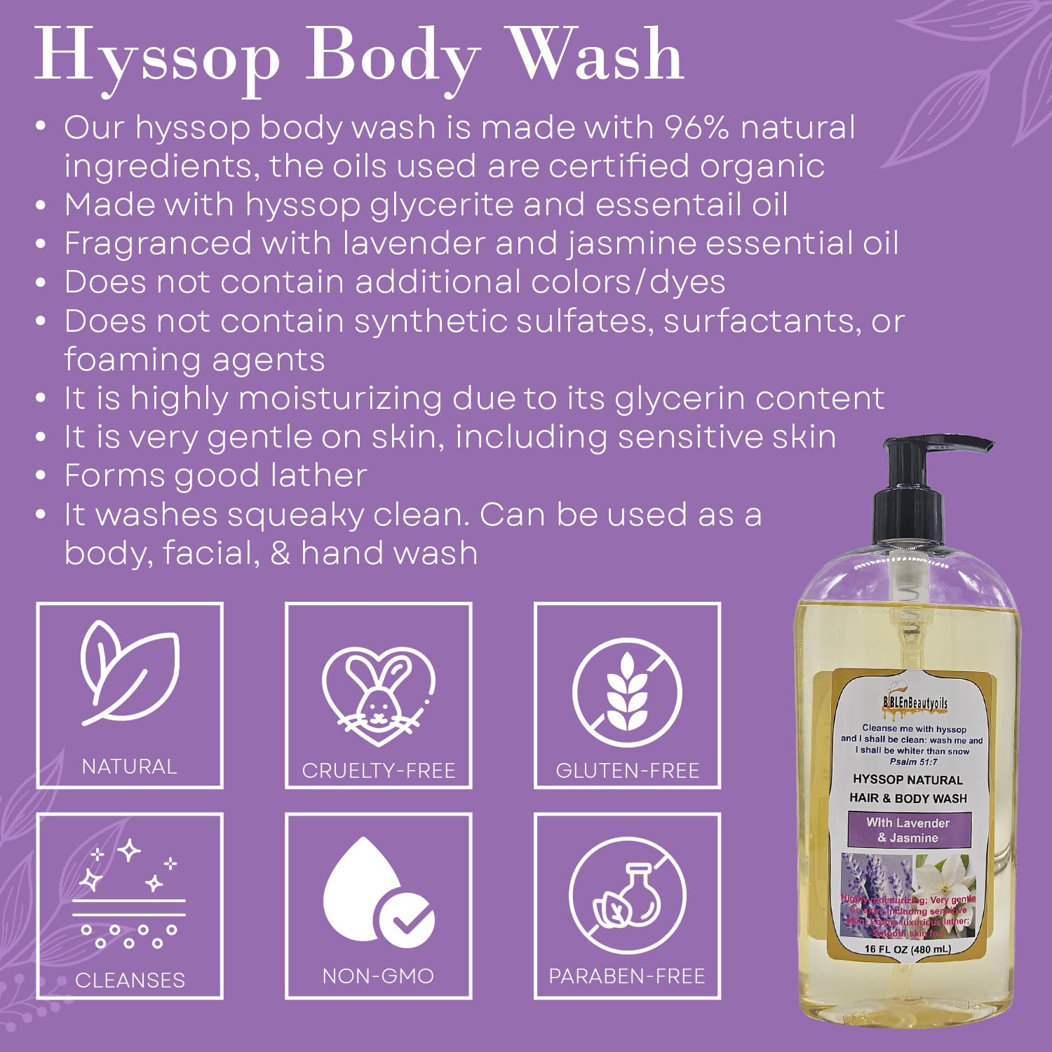 BIBLE N Beautyoils natural scents offer a refreshing cleansing experience.