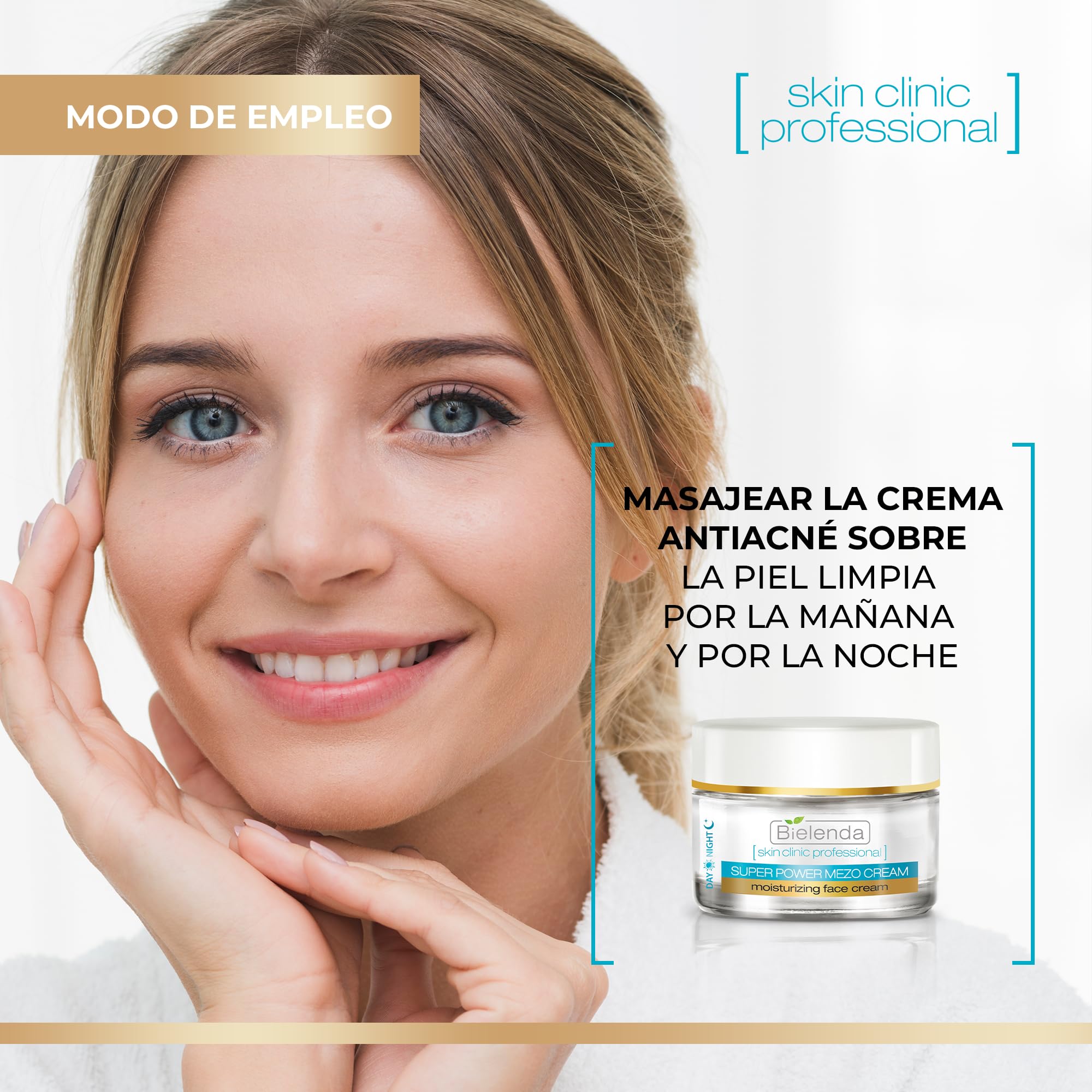 Application ritual for Bielenda Skin Clinic cream on face neck décolleté