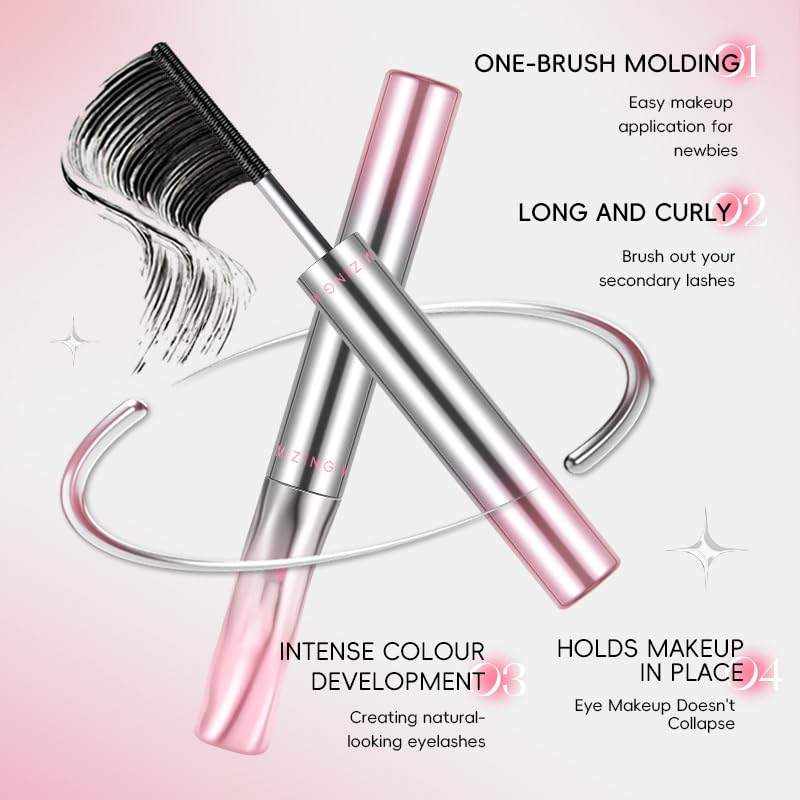 Biewals mascara wand close-up highlighting metal brush design for easy cleaning.
