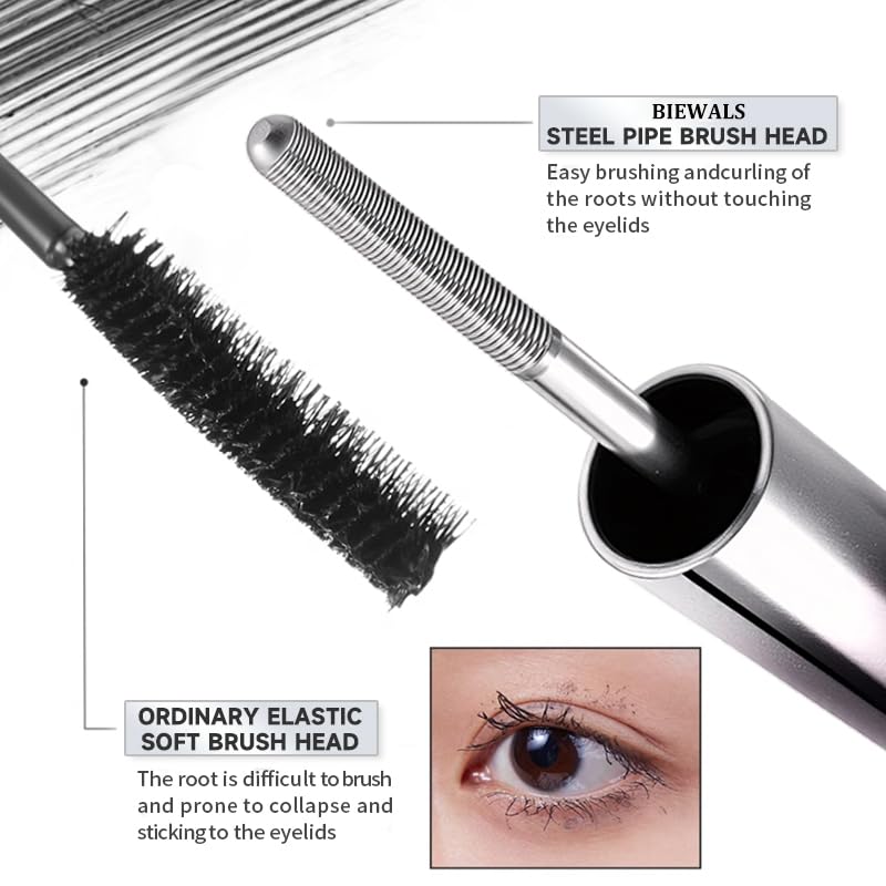 Biewals Iron Wand Mascara shows dramatic volume for bold lash drama in any lighting.