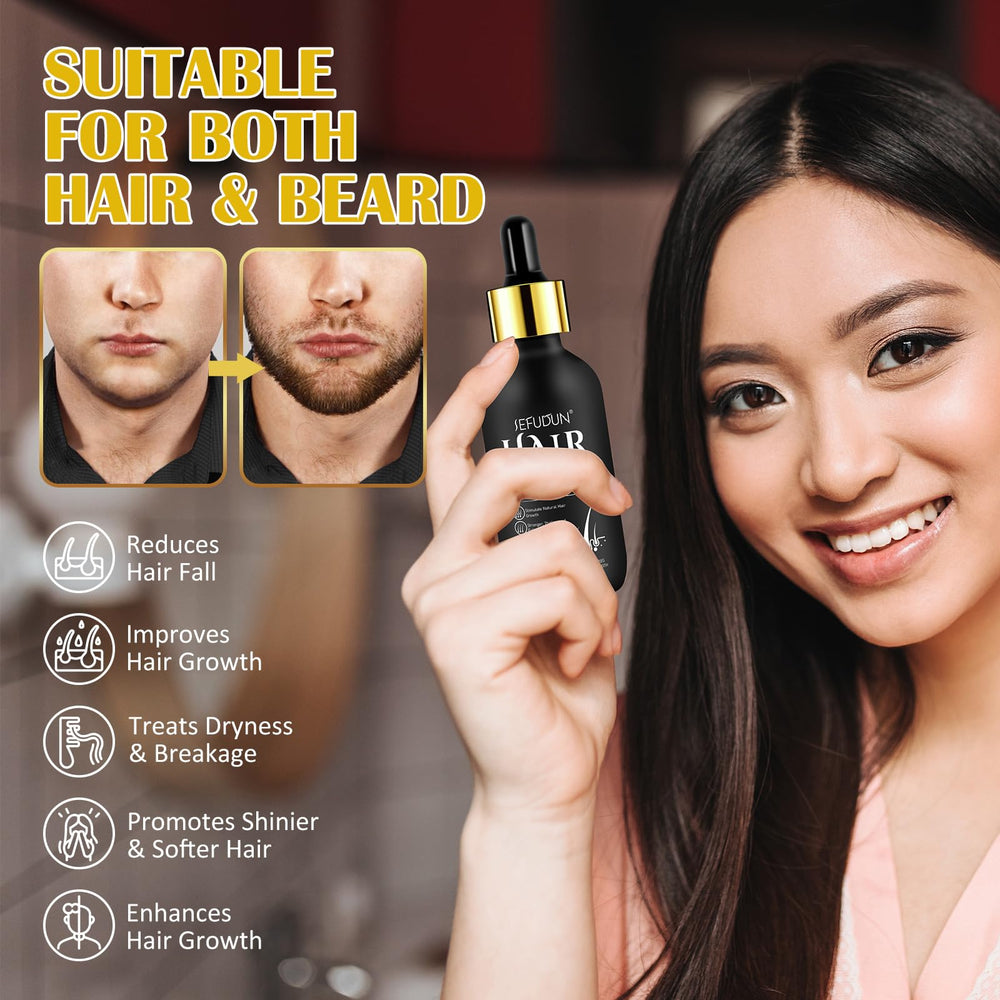 Bieyoc Minoxidil Growth Serum label detail with ingredients and directions.
