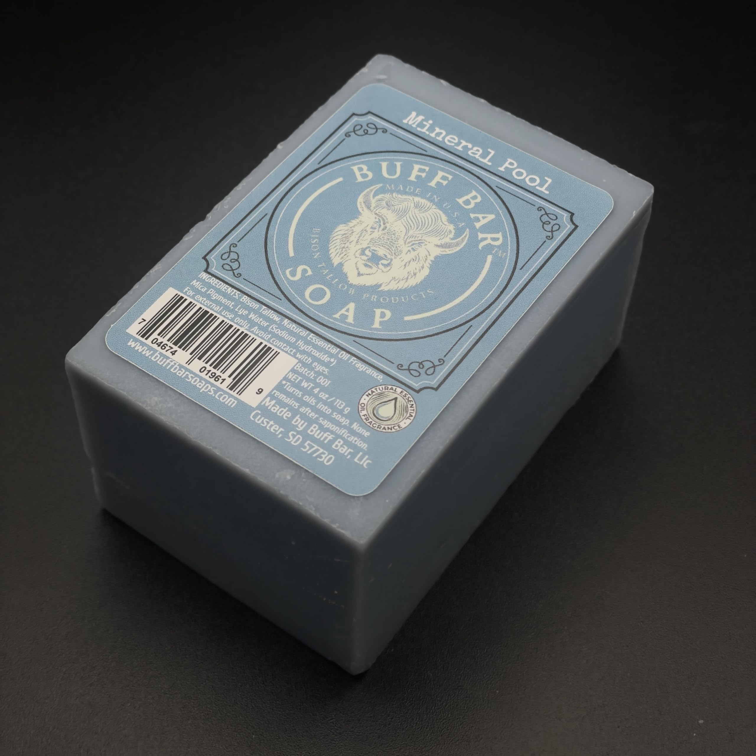 Big Crazy Buffalo bar with mineral pool scent suggests spa-like moments