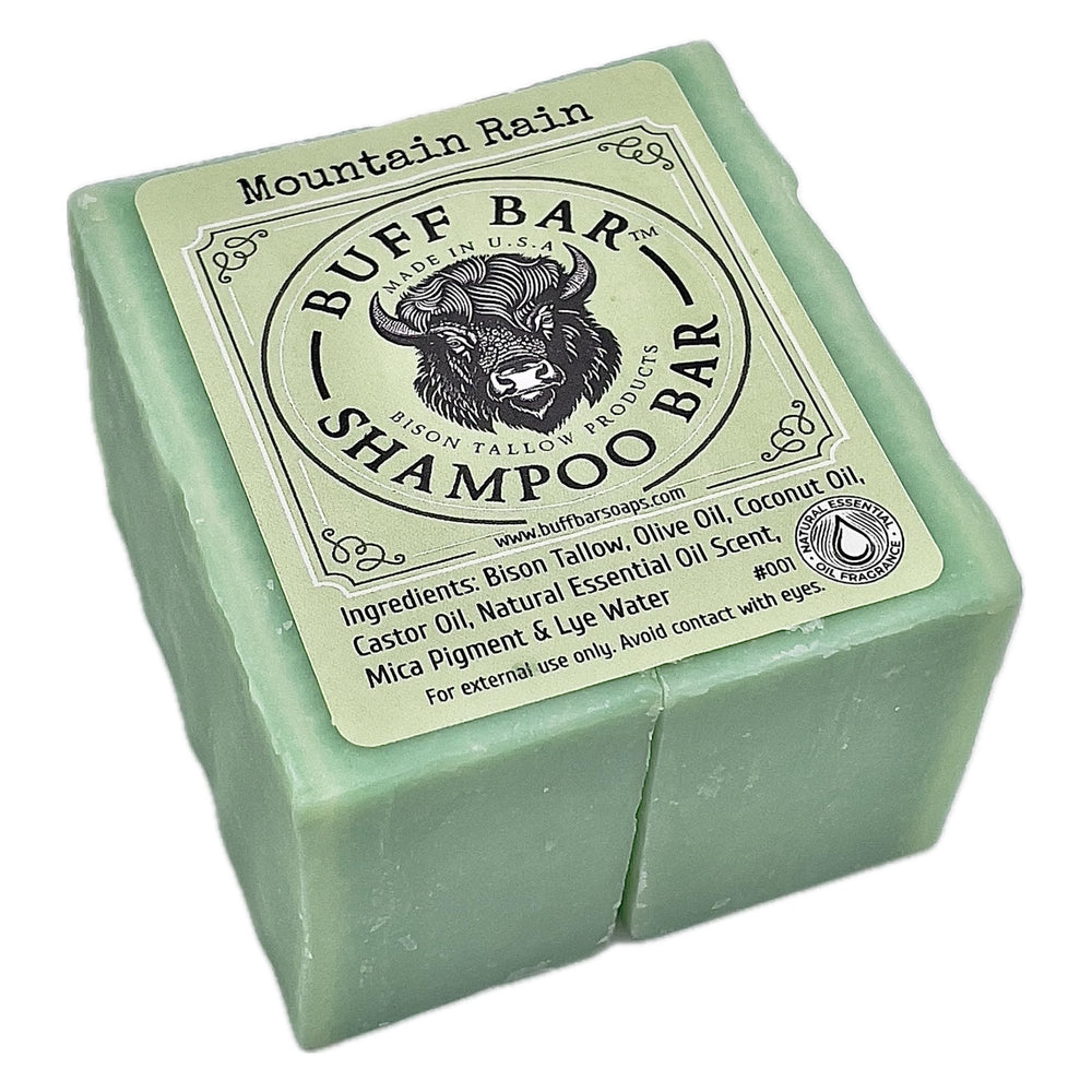 Big Crazy Buffalo Mountain Rain shampoo bar duo for daily cleansing and soft, hydrated hair