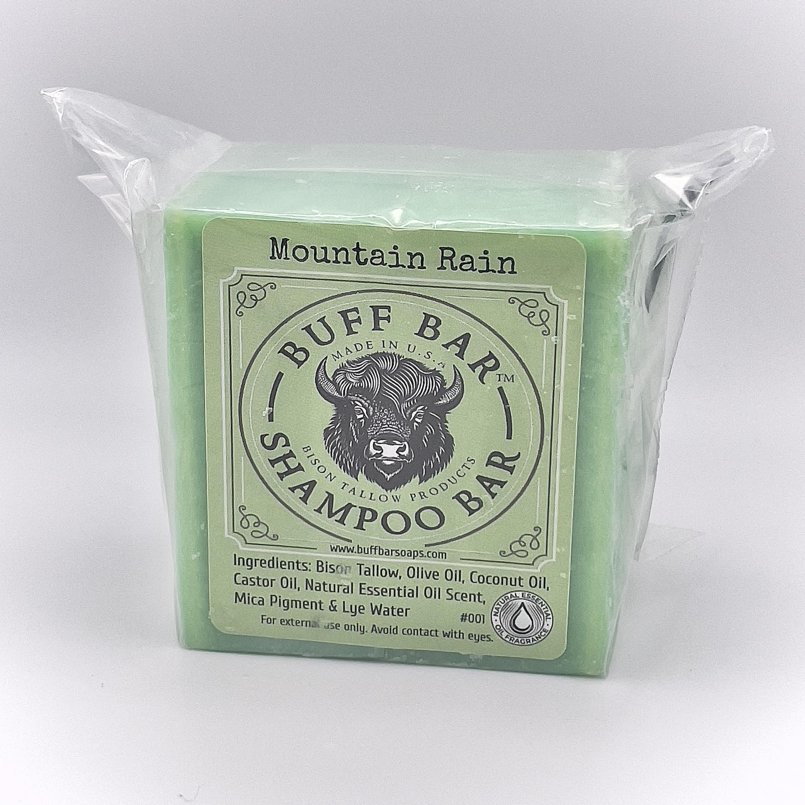 Natural ingredients banner: bison tallow and vitamins nourish while cleansing hair