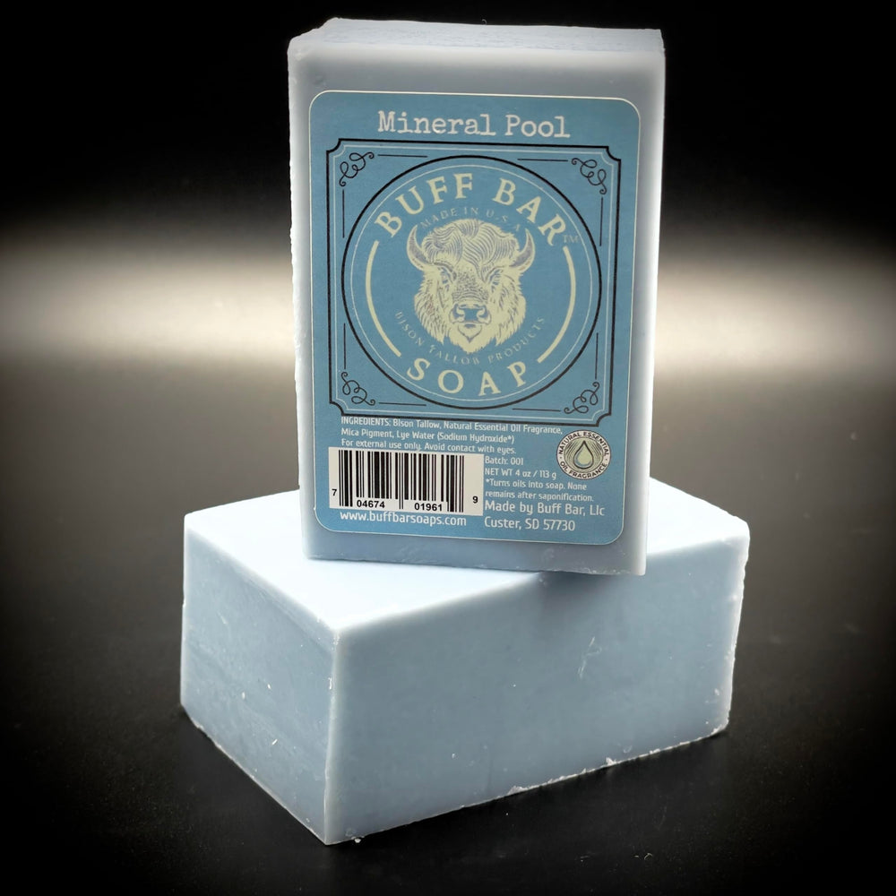 Big Crazy Buffalo soap on tile shows rustic handcrafted quality