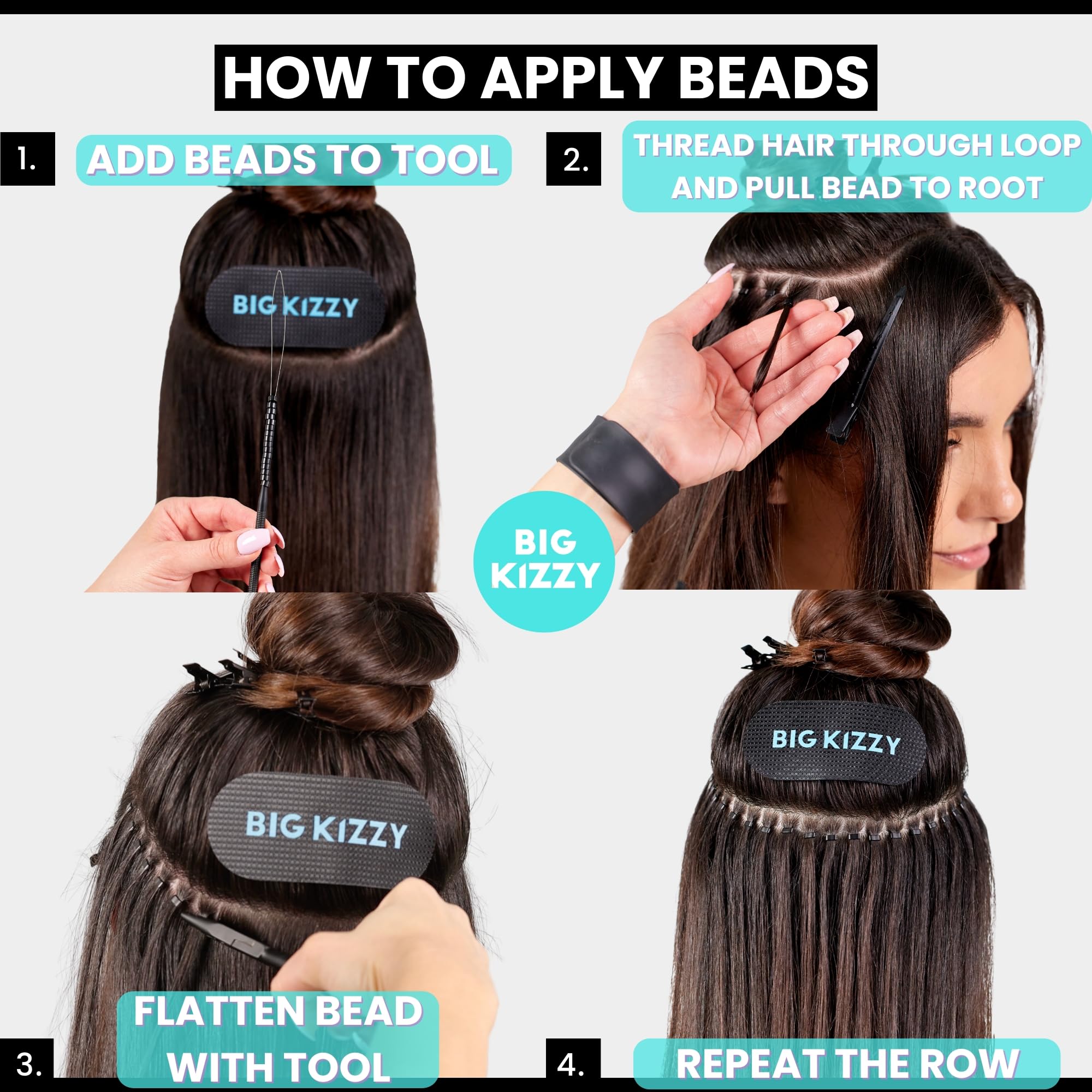 Big Kizzy beads are compatible with hand-tied and machine-sewn wefts.