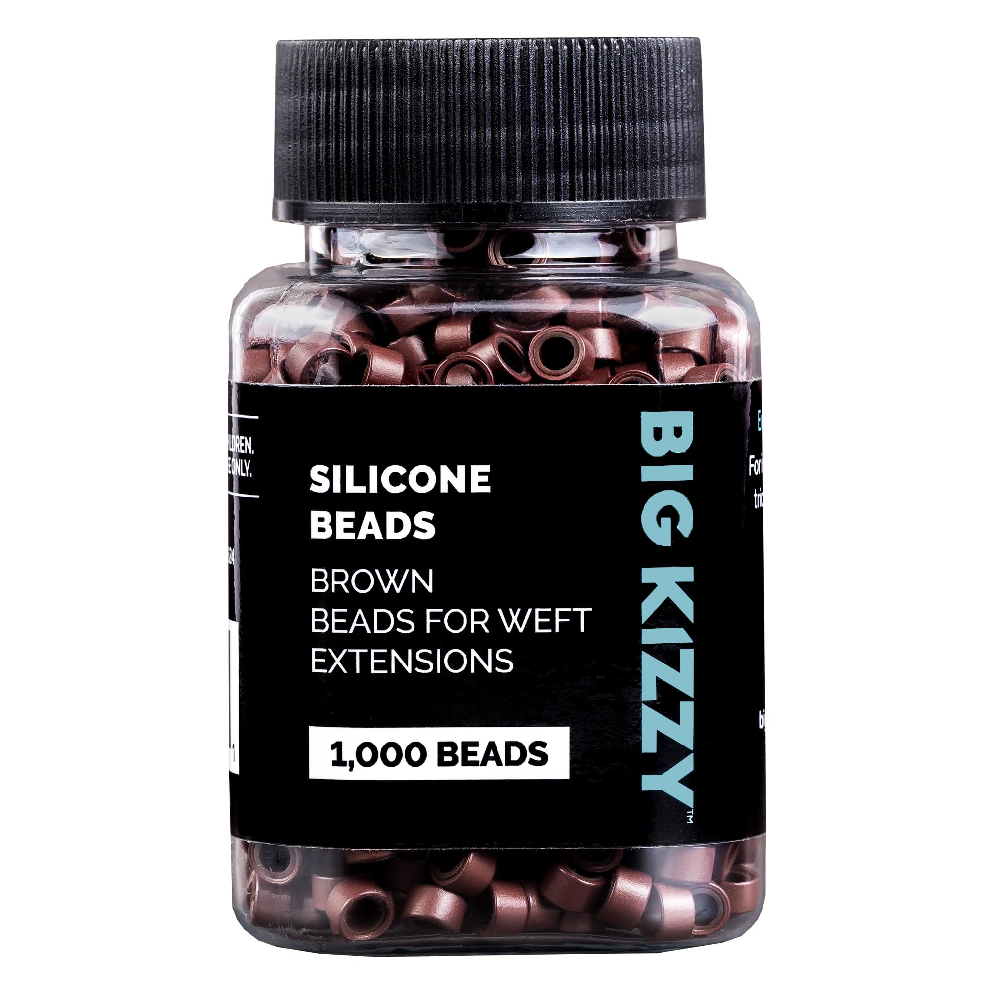 Big Kizzy brown silicone-lined microlink beads for secure 5mm weft installation.