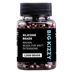 Big Kizzy brown silicone-lined microlink beads for secure 5mm weft installation.